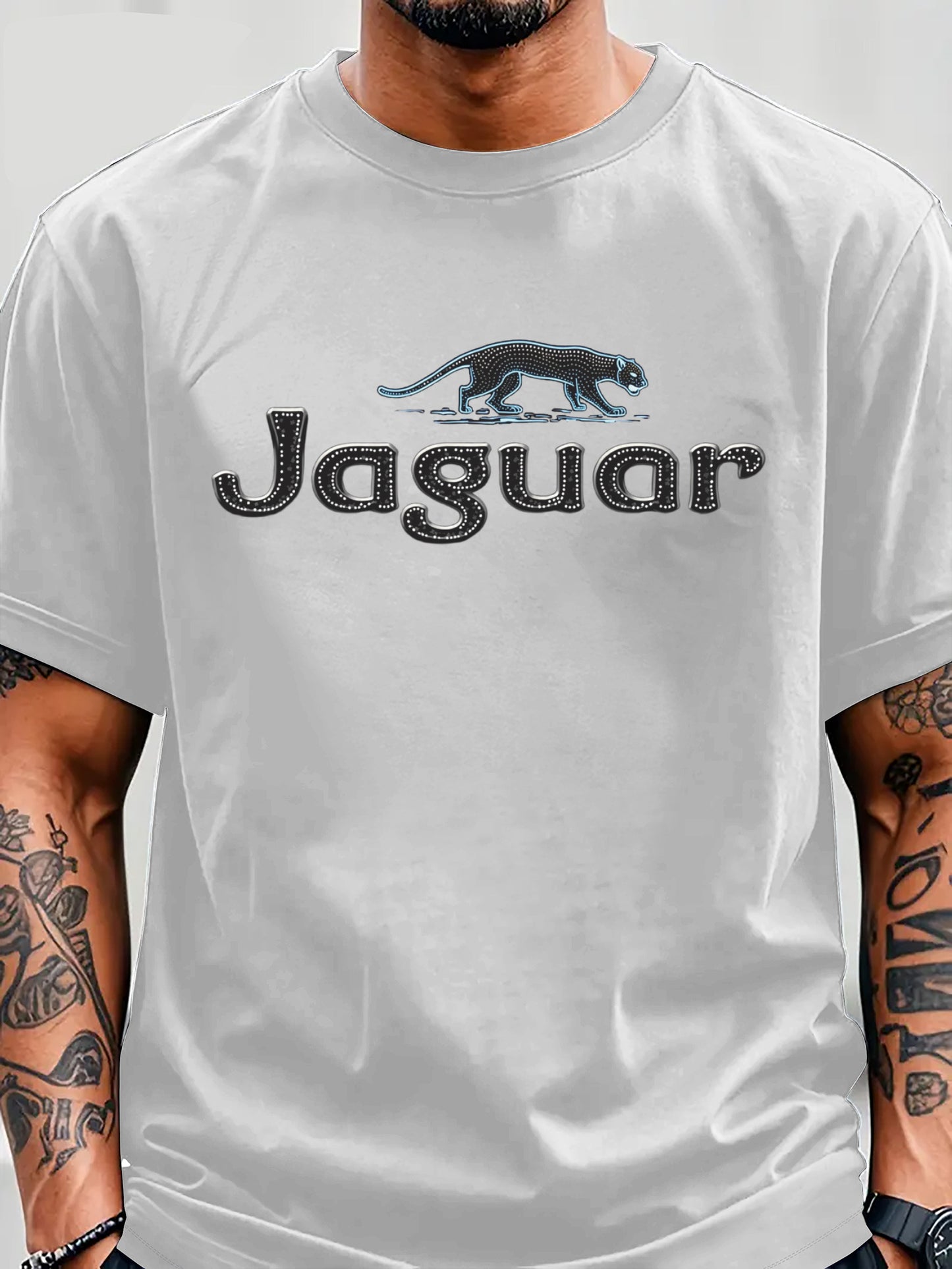Men'S Jaguar Print Y2K Style T-Shirt - Red, Breathable & Comfortable Short Sleeve Crew Neck Tee for Casual Wear, Outdoor Activities, and Everyday Comfort, Everyday Clothing | Y2K Fashion Tee | Comfortable Fit