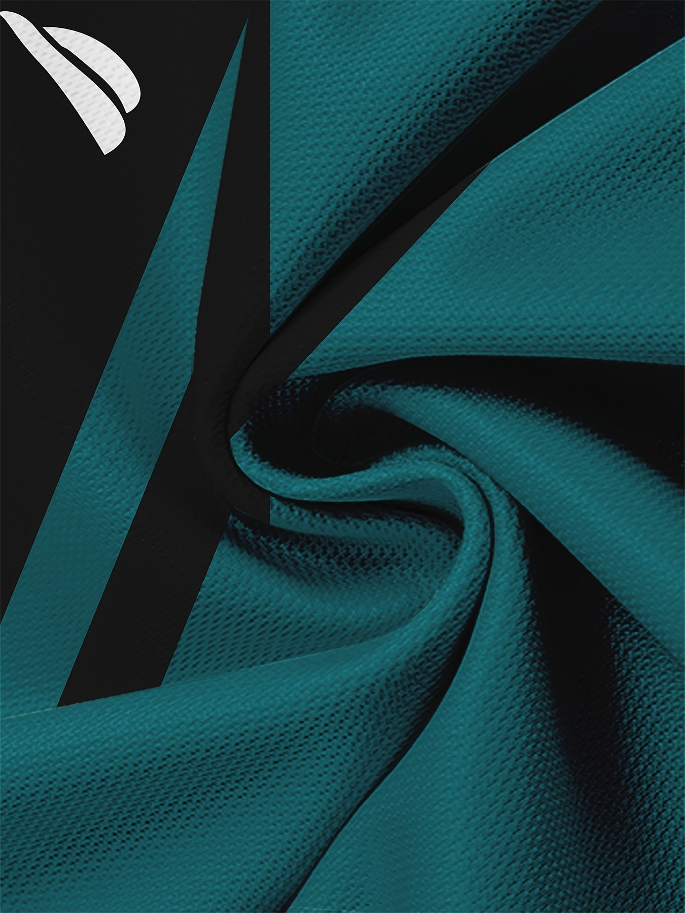 Men'S Novelty T-Shirt - Black & Teal Color Block Design, Casual Crew Neck, Short Sleeve, Regular Fit, Polyester Fabric, Perfect for Casual Attire, Novelty T Shirt