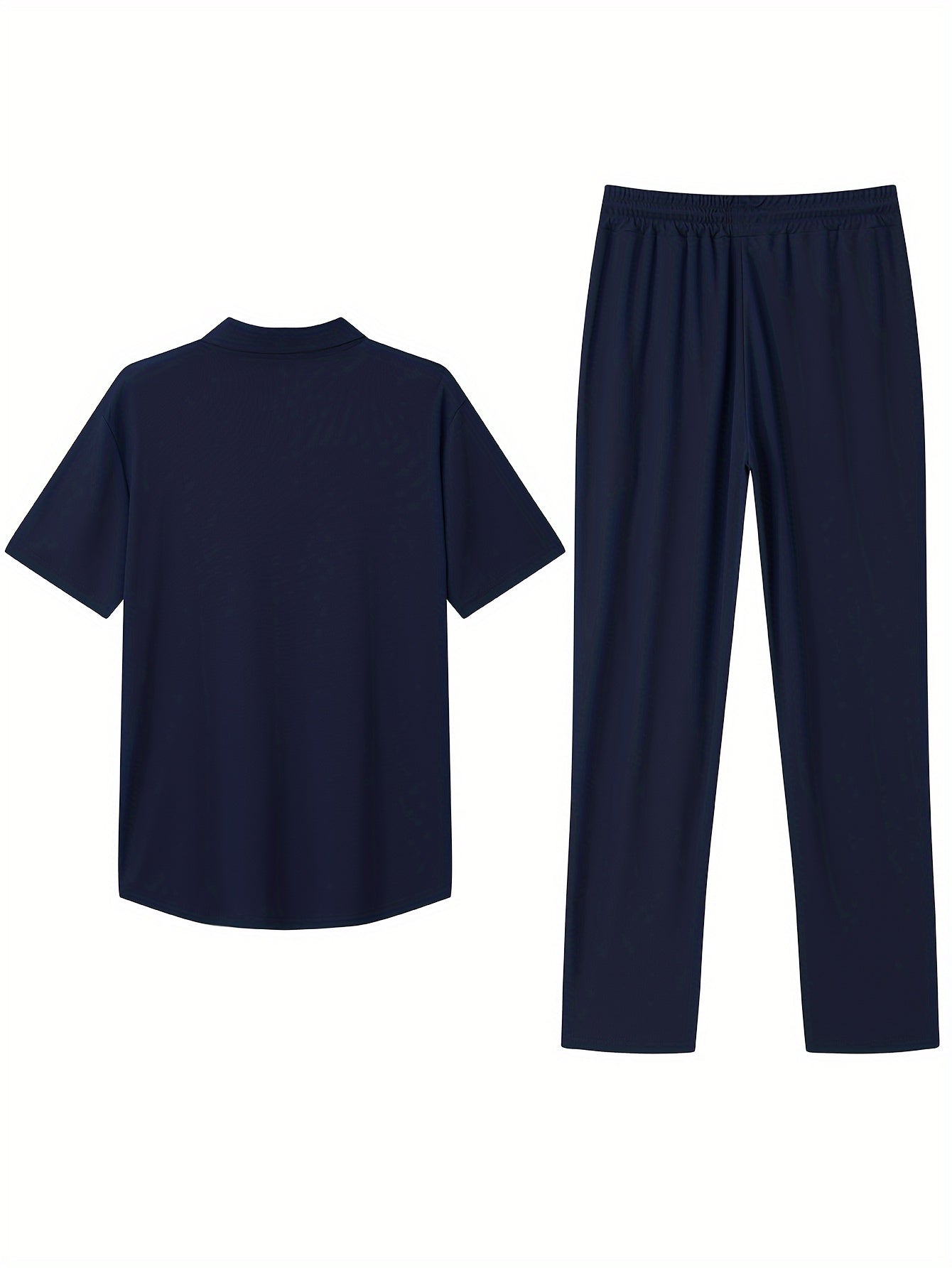 Men's Slim-Fit Casual & Joggers Set - Breathable Polyester, Short Sleeve, Summer Outdoor Wear