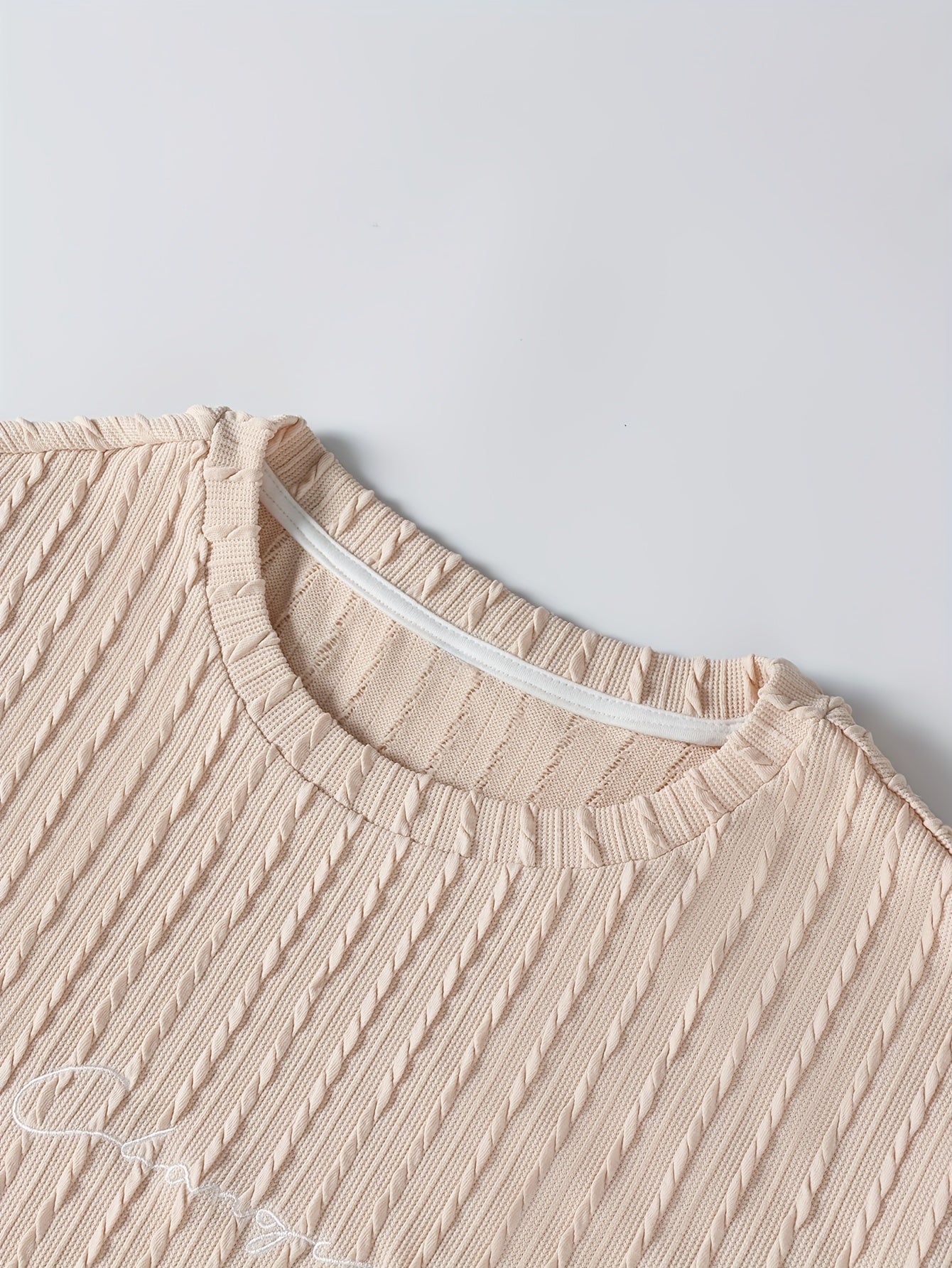 Men'S Casual Polyester Crew Neck Embroidered Alphabet Pattern Slight Stretch Knit Fabric Regular Fit Lash Sets for Spring