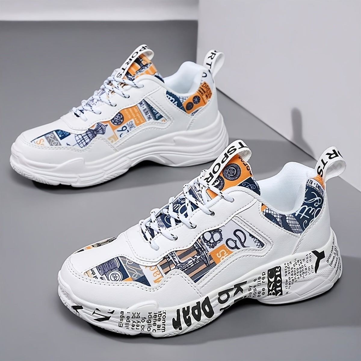 Women'S Fashion Sneakers, Non-Slip Durable Casual Sports Shoes, All-Season Low Top Lace-Up, Plain Toe, Fabric Upper/Inner, MD Sole, Fabric Insole - Hand Washable