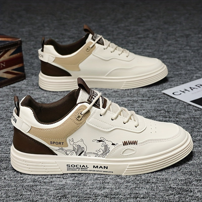 Everyday Comfort, Men's Fashionable Low-Top Skate Shoes - Comfortable, Non-Slip Casual Lace-Up Sneakers with Stylish "SPORT" Motif, Durable PU Upper & PVC Sole, Perfect for Everyday & Outdoor Activities