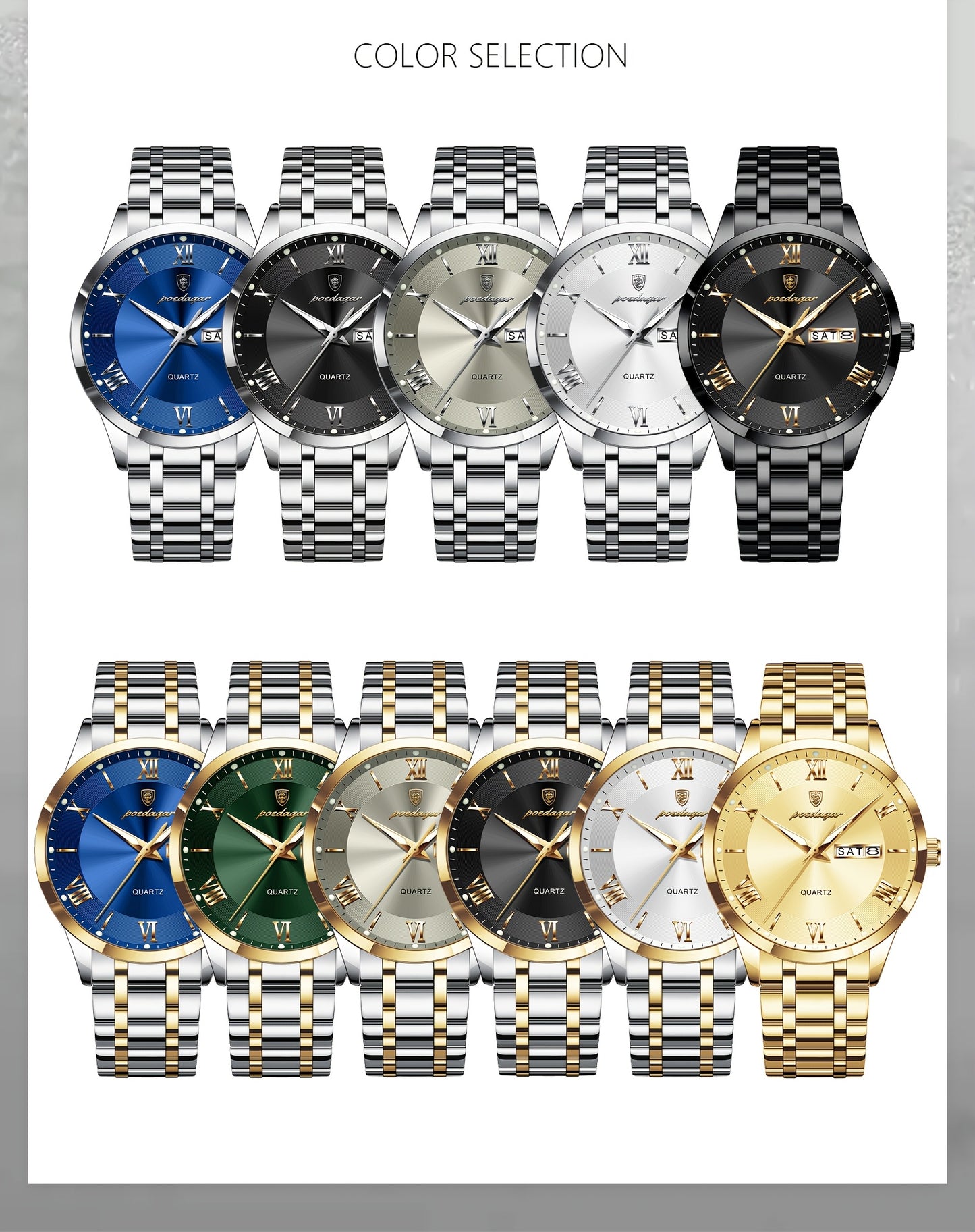 POEDAGAR new trend leisure elegant simple ladies watch new design luminous calendar stainless steel quartz lady wristwatch.