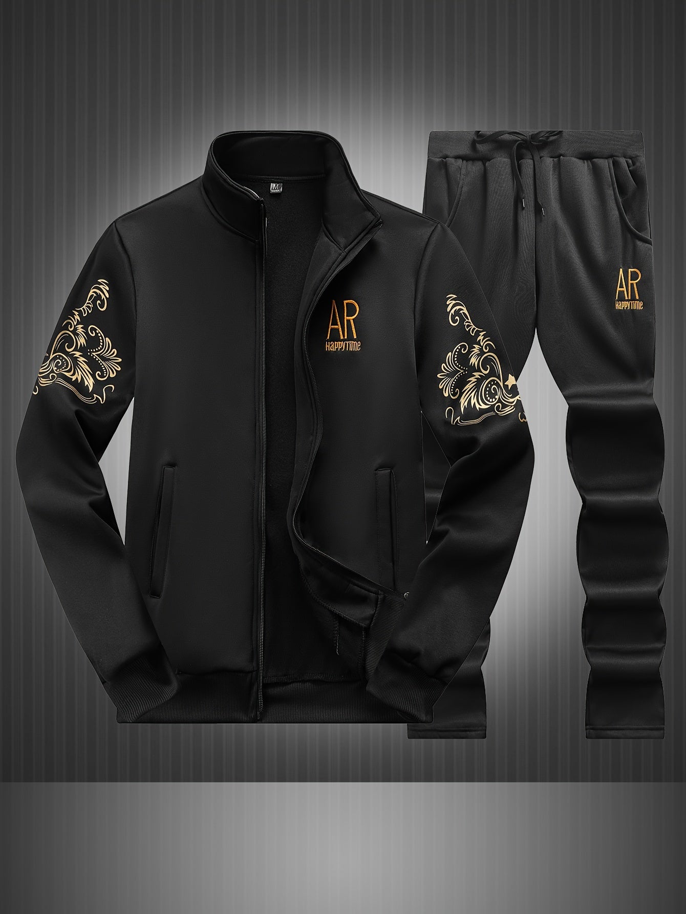 Spring and Autumn Men's Casual Sports Suit, Fashionable Open Jacket and Straight Trousers Two-piece Set