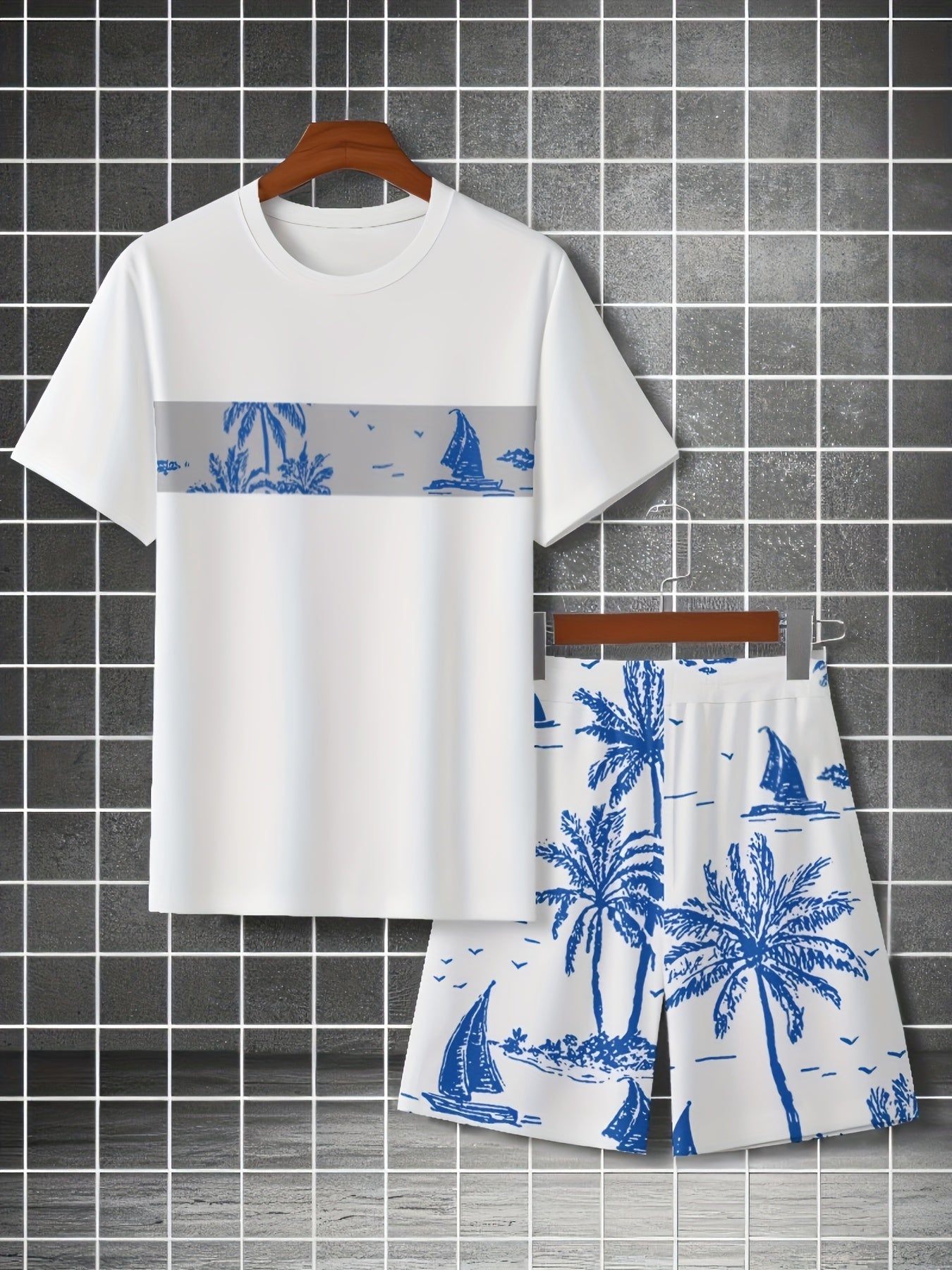 2025 New Men's Casual T-Shirt and Shorts, Regular Print, Fashion Sportswear, Summer Cool 3D Printed Breathable Outdoor Leisure Short Sleeve Set