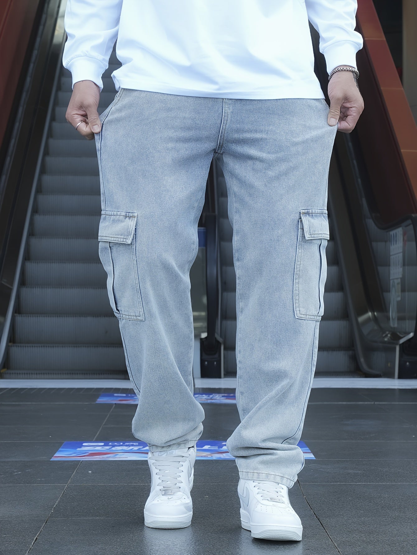 Men's Classic Blue Denim Jeans - 80%, Regular Fit, Machine Washable, Solid Color, All-Season Casual Wear, Comfortable Denim | Relaxed Fit Jeans | Textured Denim Pants