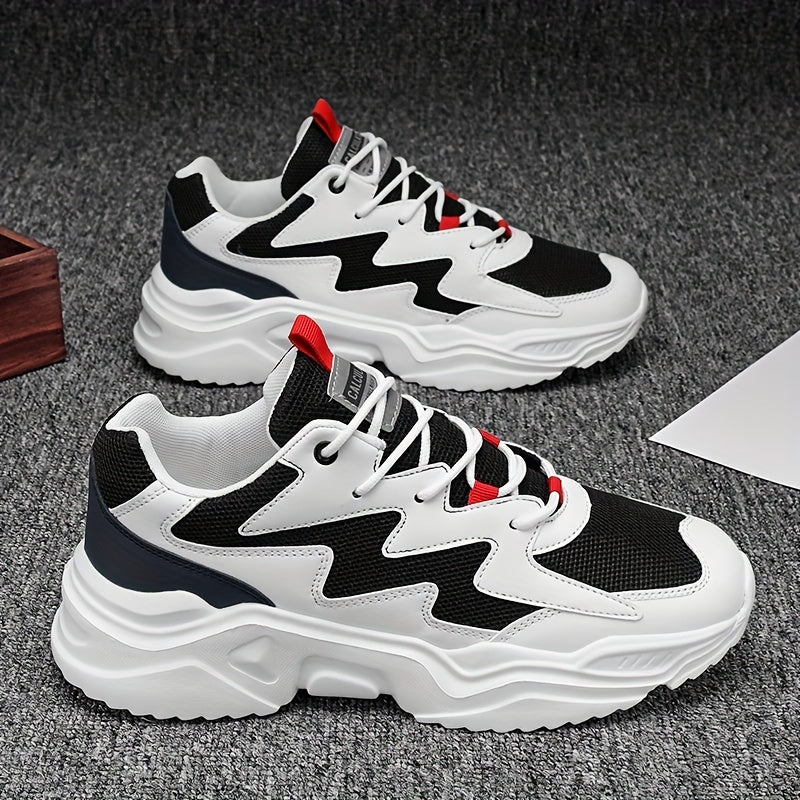 Men's Casual Sports Sneakers with Lace Closure, Breathable Mesh Upper, Solid Color, Low Top, Fabric Insole, EVA Sole, PU and Mesh Material, Ideal for Running, Exercise, Hiking, and Daily Wear