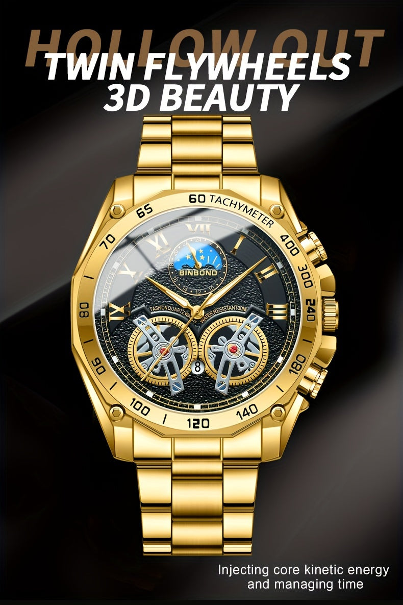 Double Tourbillon Watch Men's Hollow Mechanical Watch Multifunctional Fashion Luminous Wristwatch