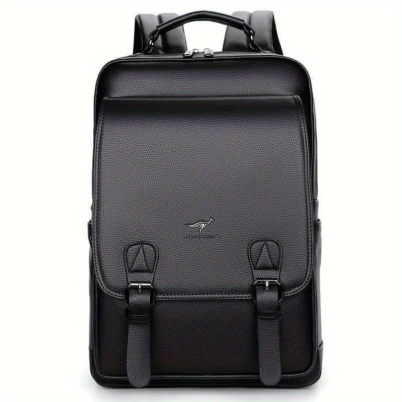 Stylish Men's Backpack - Multifunctional, Large Capacity for 39.62cm Laptop, Business & Travel Ready, Durable PU Material