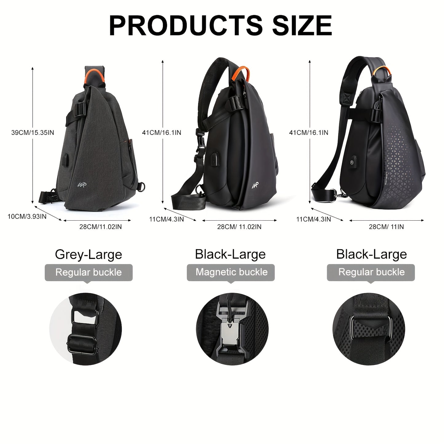 Men'S Casual Sling Bag - Trendy Black Crossbody with Adjustable Strap, Multiple Compartments for Travel, School & Daily Use, Lightweight & Stylish Design, Travel Bag