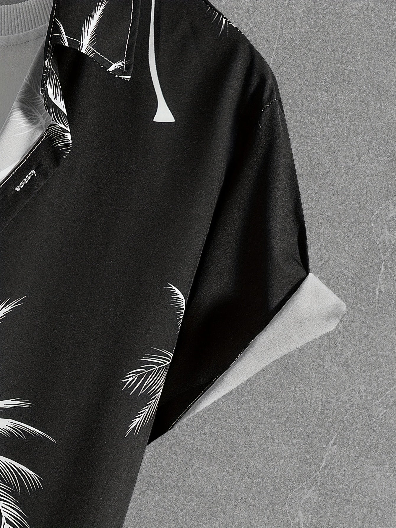 Coconut Tree Print, Men's 2Pcs Outfits, Casual Camp Collar Lapel Button Up Short Sleeve Shirts Hawaiian Shirt And Drawstring Shorts Set For Summer, Men's Clothing