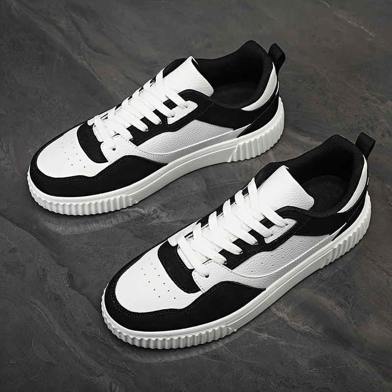Men's Vintage-Style Sneakers - Lace-Up, Low-Top Skate Shoes with Thick Sole for All Seasons & Activities