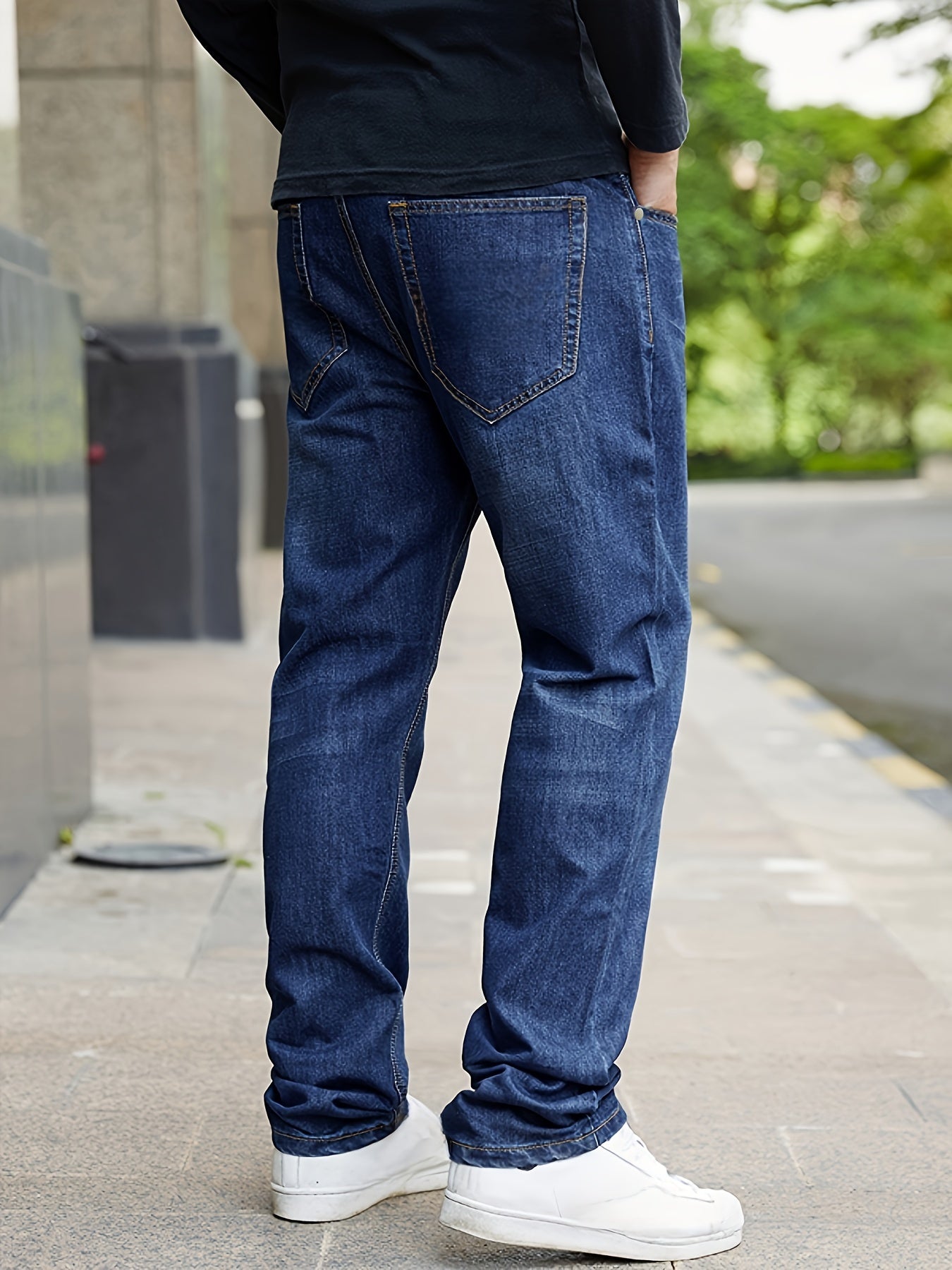 Large Size Men's Jeans Elastic Straight Long Pants Comfortable Casual Long Pants Simple And Versatile Men's Business Pants