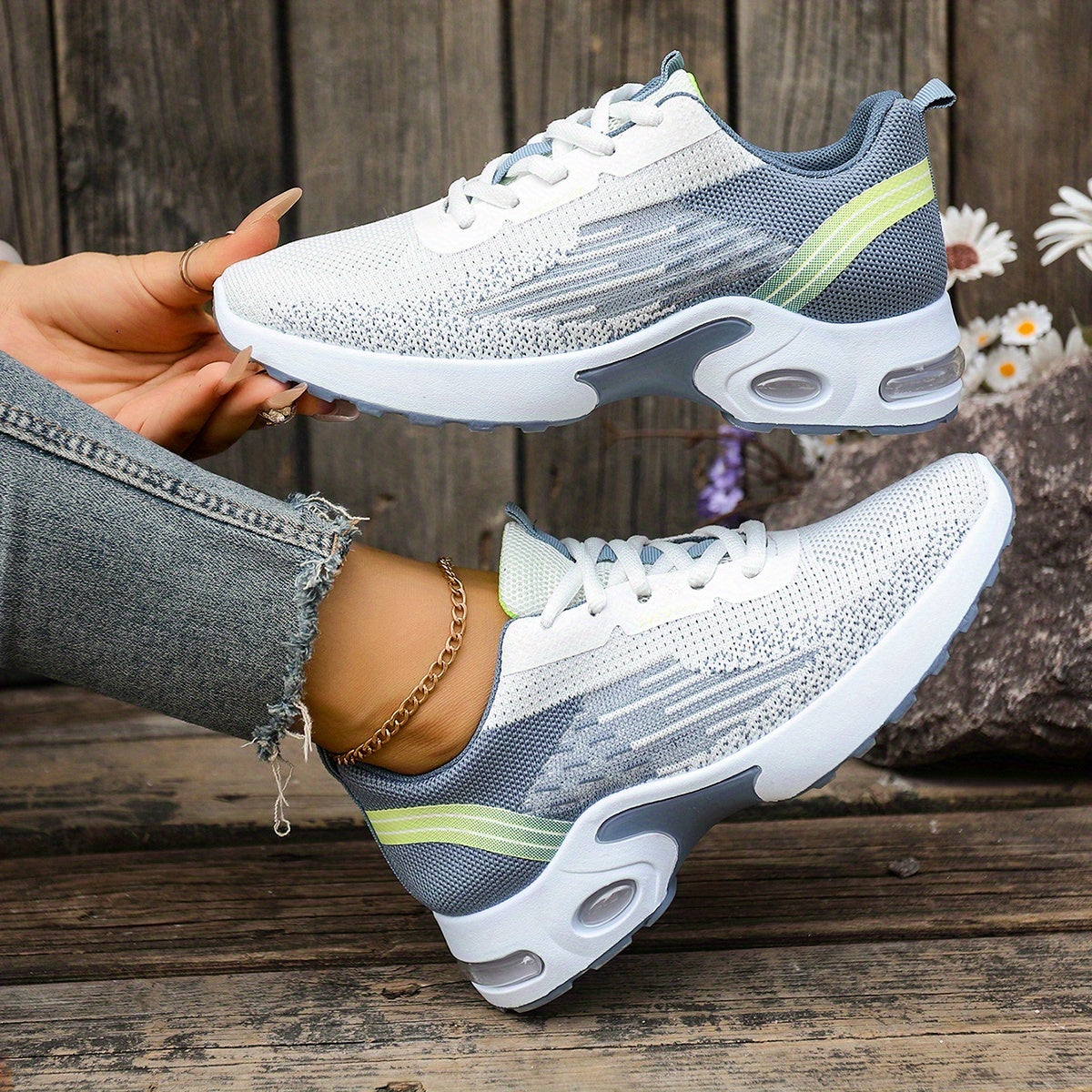 Breathable Mesh Women's Sneakers - Lightweight Soft Sole Lace-Up Low-Top Shoes with Cushioned PVC Sole for Running, Gym, Work & Travel - All-Season Comfort in Black, White, Light Blue, Pink, Grey, Ladies Sneakers, Gym Footwea