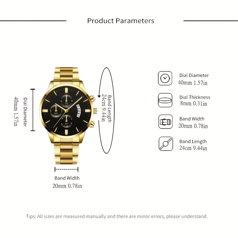 1pc Men's Stylish Black Stainless Steel Quartz Watch - Elegant Round Dial, Durable Analog Display, Perfect Gift for Valentine's Day, Birthday, Christmas, etc., Gift Watches | Elegant Wristwatches | Analog Watches