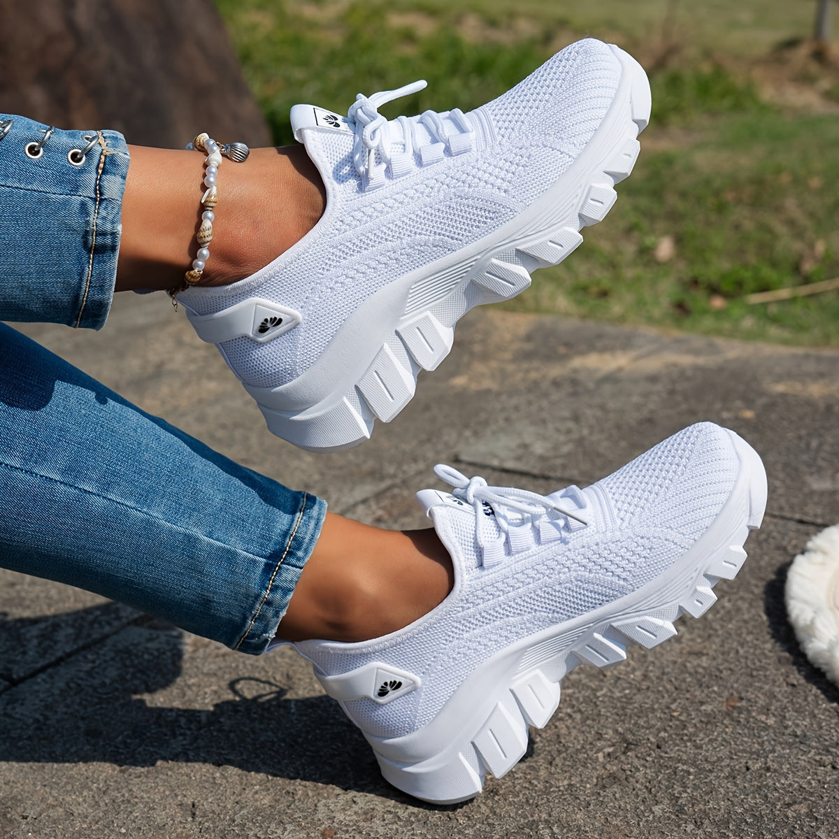 Women'S Breathable Knit Sneakers - Lightweight, Comfortable Low-Top Running Shoes with Soft Sole for All Seasons