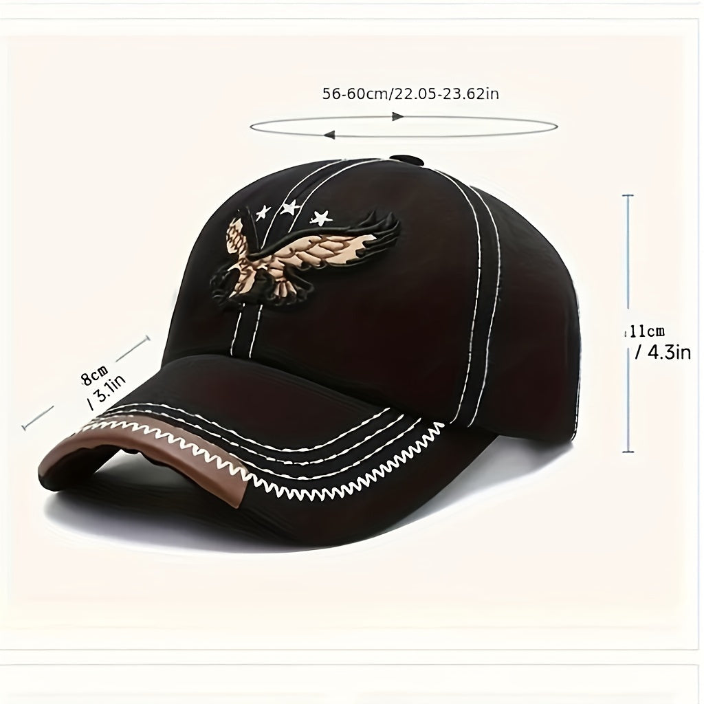 Unisex Fashion Cool 3D Eagle Embroidered Baseball Hat, Adjustable Sun Protection Casual Sports Sun Hat For Women & Men