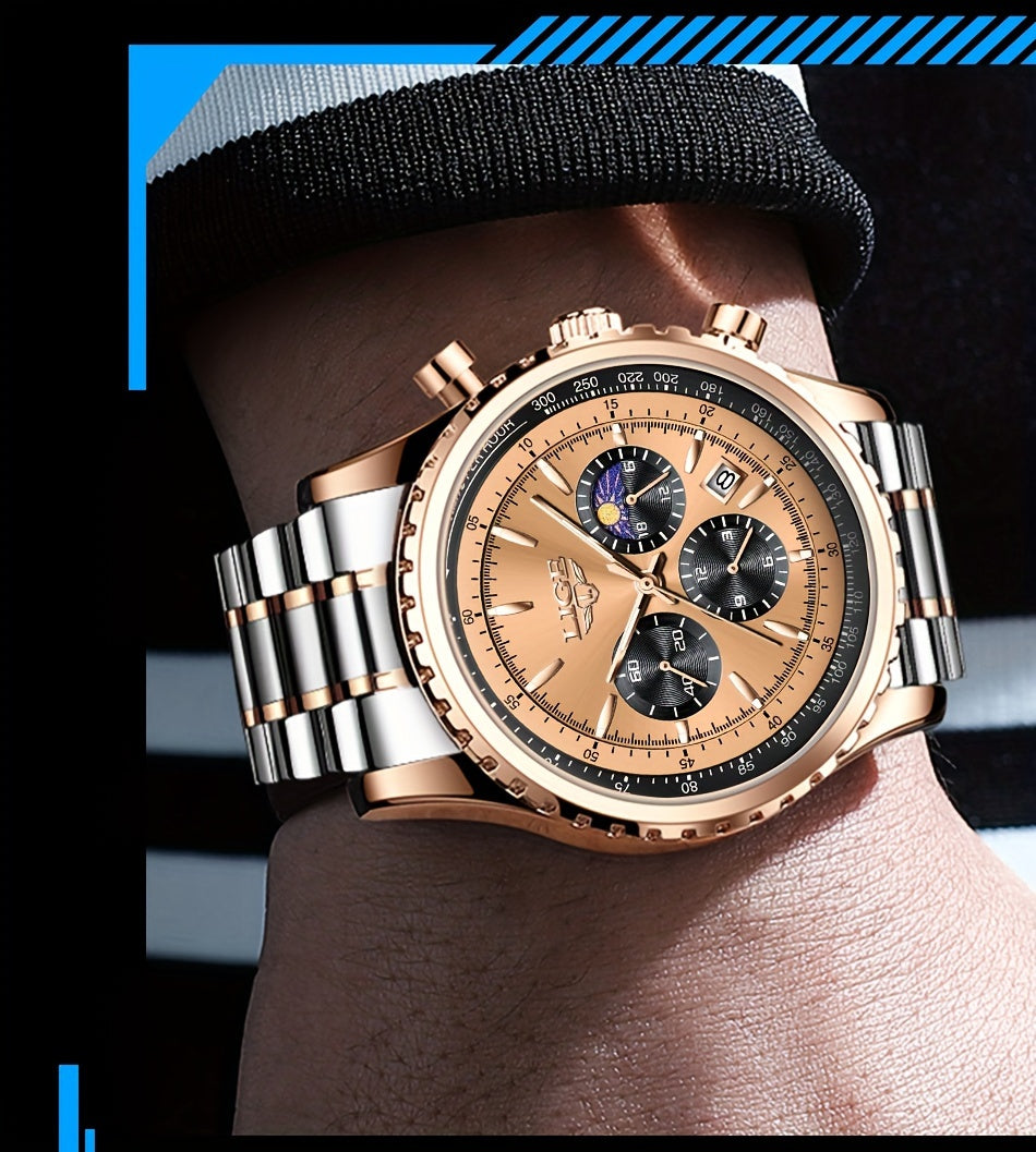 LIGE Top Brand Luxury New Quartz Watch for Women, Luminous Fashion Timepiece for Ladies, Date Chronograph Sports Wristwatch, Men'S Watch
