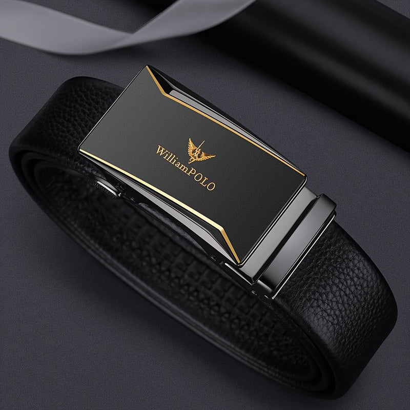 Belt Men's Genuine Leather New Automatic Buckle Pure Cow Leather Belt Business Versatile Young People High-end Trendy Trouser Belt