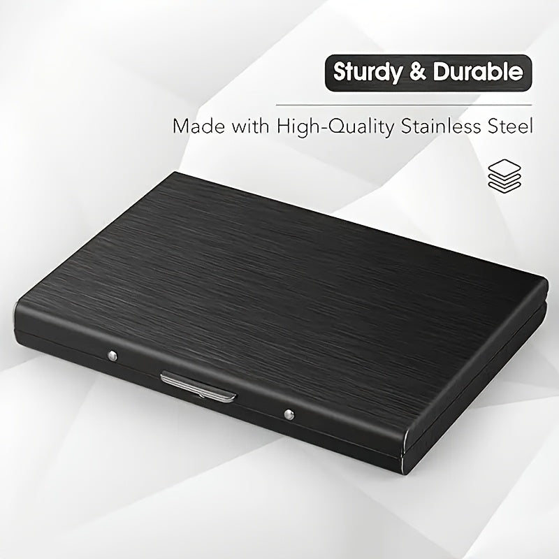Premium Stainless Steel RFID Blocking Card Holder for Men – Sleek Black Metal Wallet with Multiple Compartments, Perfect Father’s Day Gift for Dad, Secure Card Storage | Polished Finish | Metallic Construction