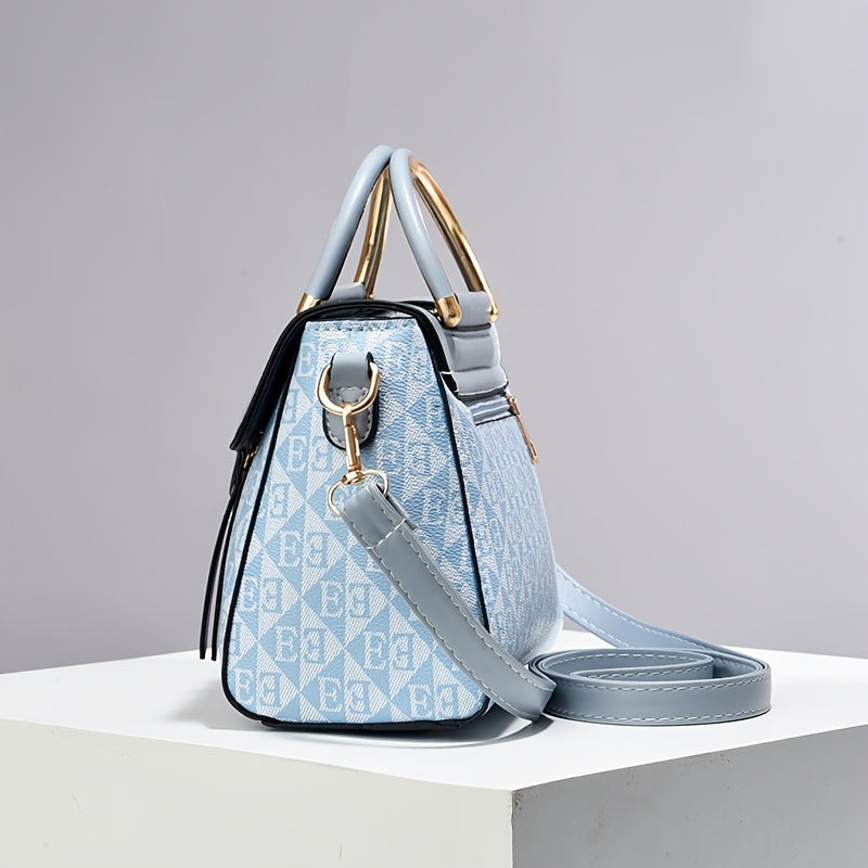 Elegant Pink Women's Handbag - Luxury Crossbody & Shoulder Bag with Golden-Tone Hardware, Magnetic Closure, and Stylish Bow Accent, Travel Crossbody Bag | Structured Design | Textured Surface