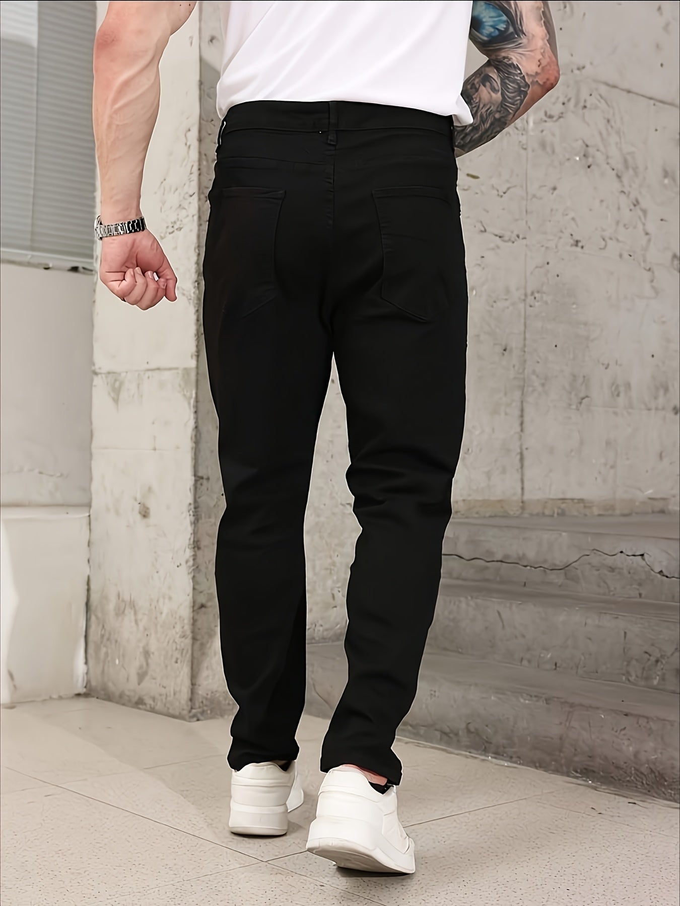 Gengyuan'S of Men'S Solid Color Stretchy Slim-Fit Jeans