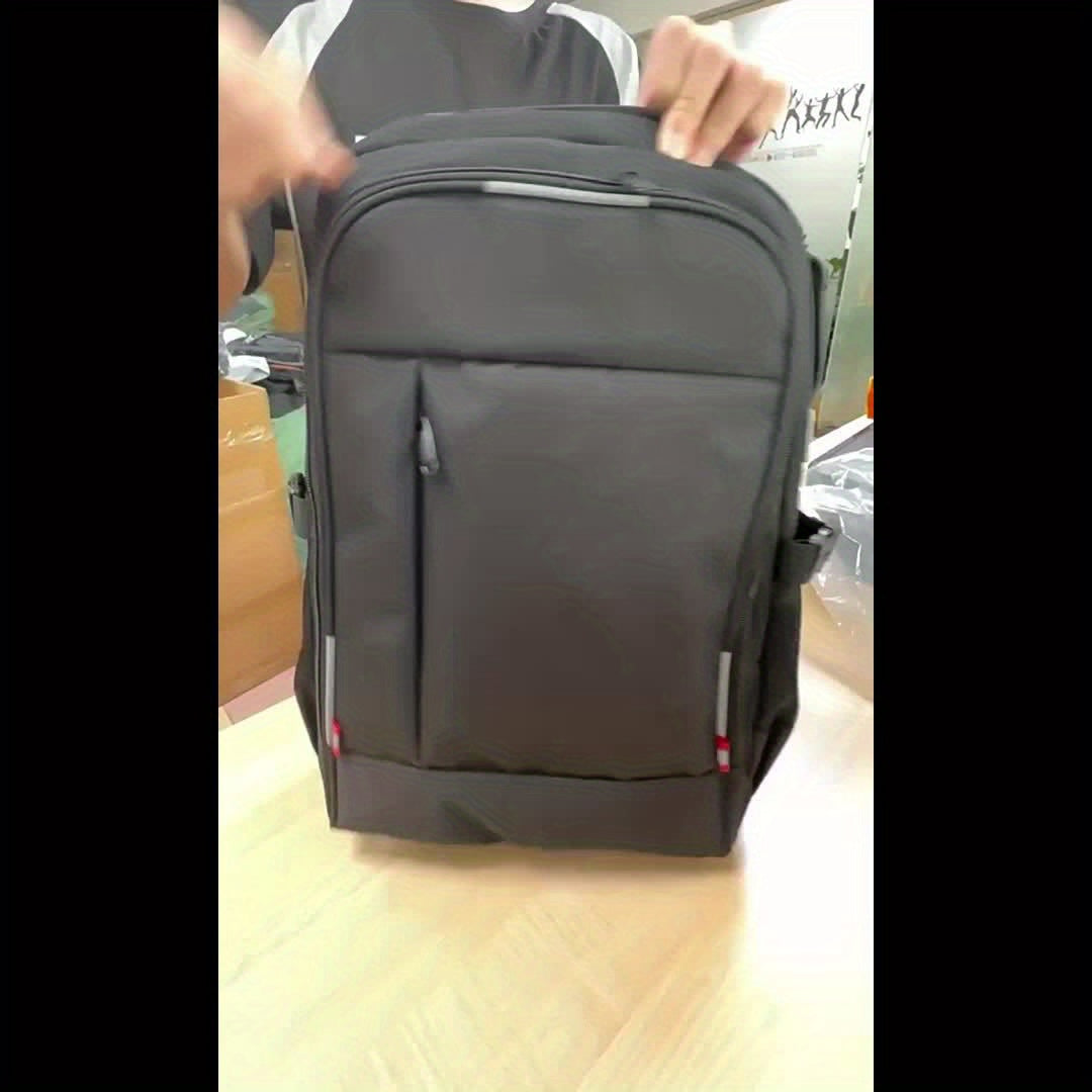 A Spacious, Minimalist, Lightweight, And Breathable Backpack Made of Oxford Cloth, Suitable for a 15.6-Inch Laptop. It Features a Luminous Safety Logo, Making It Ideal for Business Travel for Both Men And Women, As Well As fo