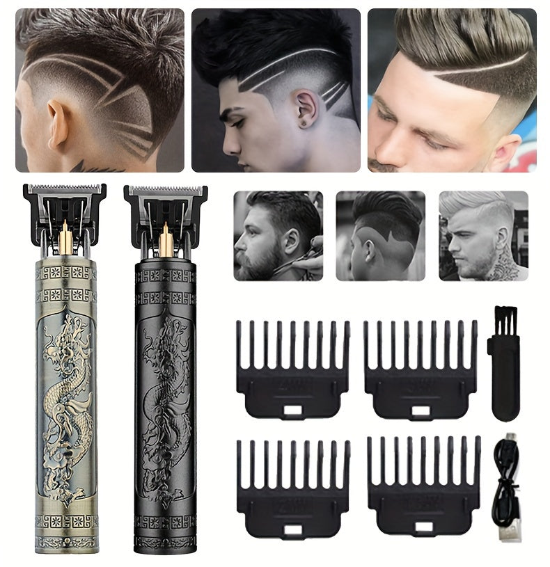 Men'S Grooming Trimmer and Shaver Set, WEEME Brand, Cordless USB Rechargeable, T-Shaped Blade, Beard Edging Tool, Can Be Trimmed and Carved, Fits Different Hairstyles, Includes 4 Limit Combs, Home Haircutting Kit, Barber Acce