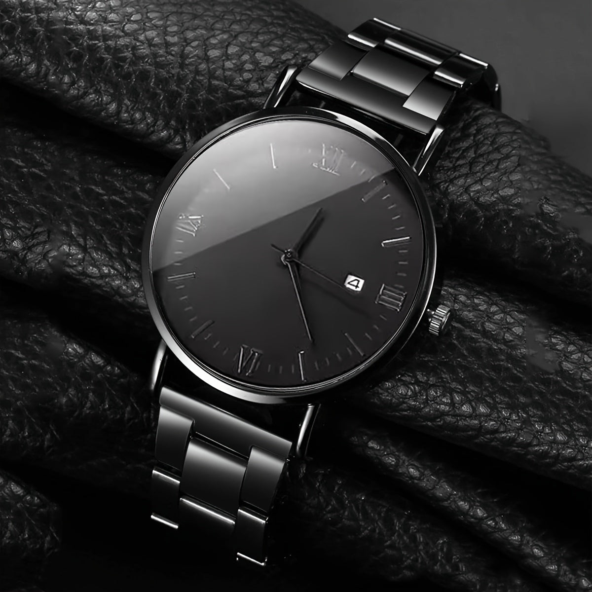 2pc Men's Fashionable Sports Watch Set, Unisex, Round Dial, Date Display, Quartz Movement, Stainless Steel Band, Zinc Alloy Case, Water Resistant, Ideal for Daily Wear, Gift for Valentine's, Easter, Halloween, Ramadan, Birthd