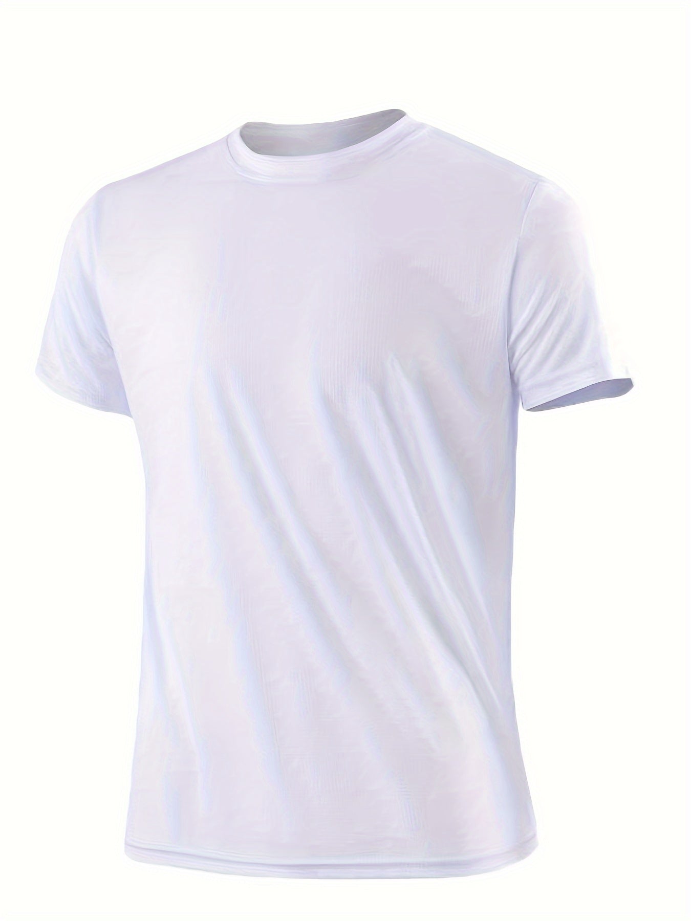 Men's Lightweight Sports T-Shirt - 100% Polyester, Moisture-Wicking, Breathable, Smooth Fabric, Round Neck, Short Sleeve, for Sports, Training, Casual, Party, Beach, Night Out - Unisex-Adult