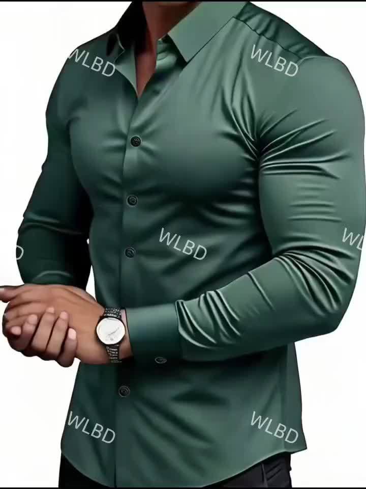 Men's Classic Solid Color Long Sleeve Dress Shirt - Regular Fit Point Collar, Non-Stretch Fabric for Office, Business & Casual Wear, All-Season Versatile Wardrobe Staple, Everyday Comfort, Sleek Appearance, Easycare Material