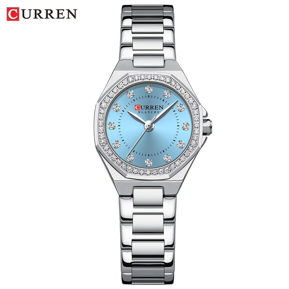 CURREN Women's Elegant Fashion Luxury Rhinestone-Adorned Small Dial Watch - Stainless Steel Band, Zinc Alloy Case,, Analog Display - Ideal for Business & Social Events, Perfect Gift, CURREN