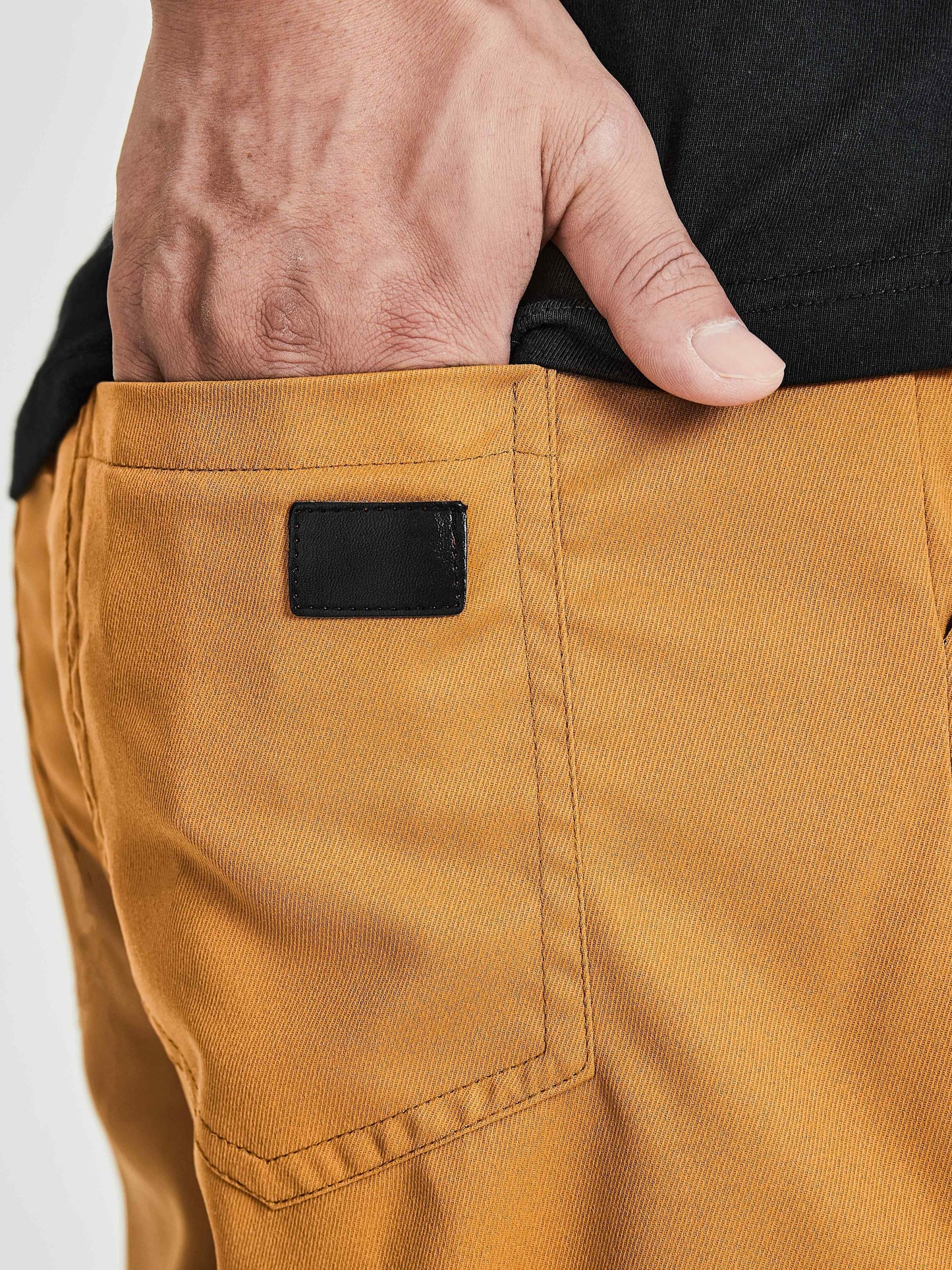 Men's Solid Color Drawstring Cargo Pants - Casual, Loose Fit with Multiple Pockets, Machine Washable