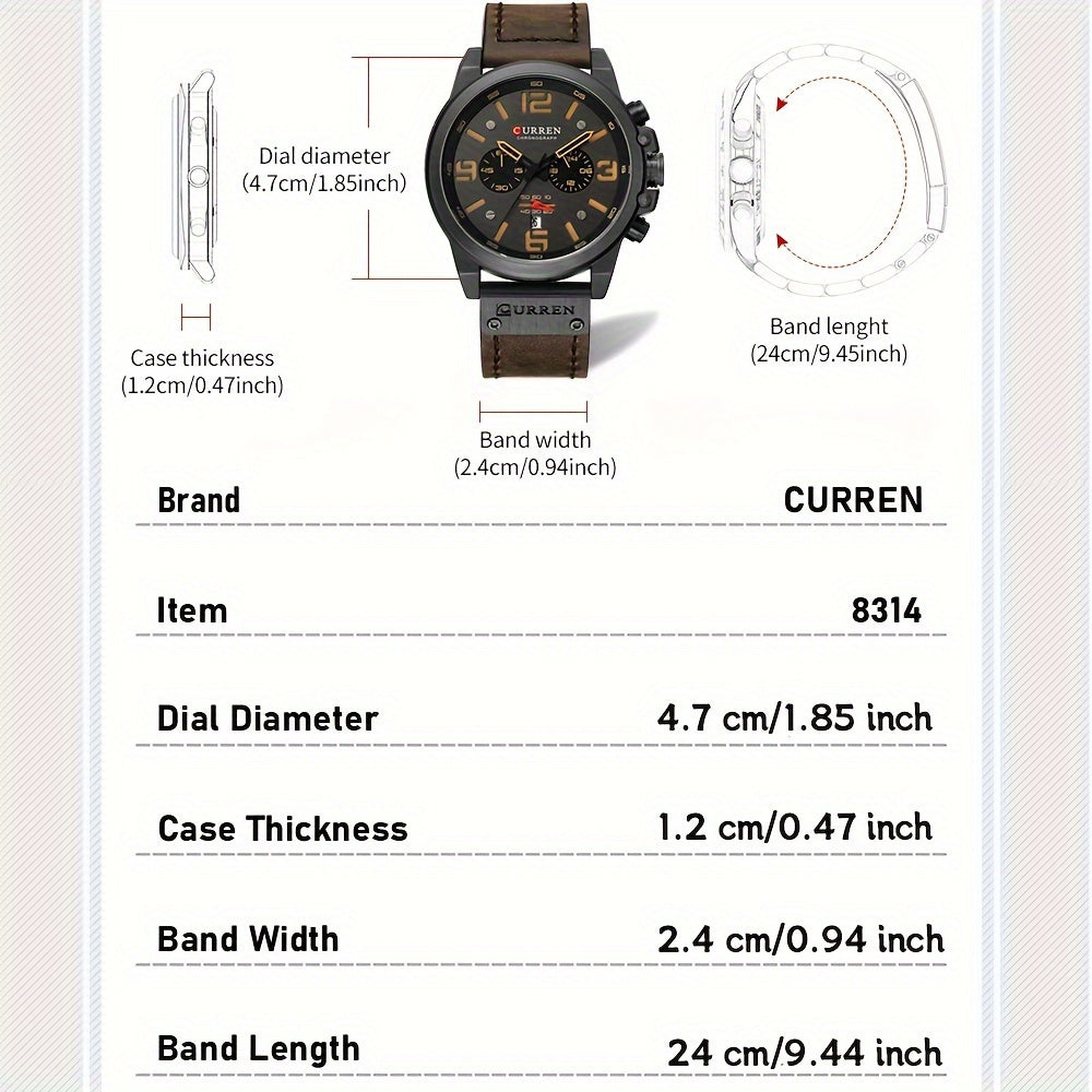 CURREN Men's Sports Watch, Multifunctional Waterproof Wristwatch