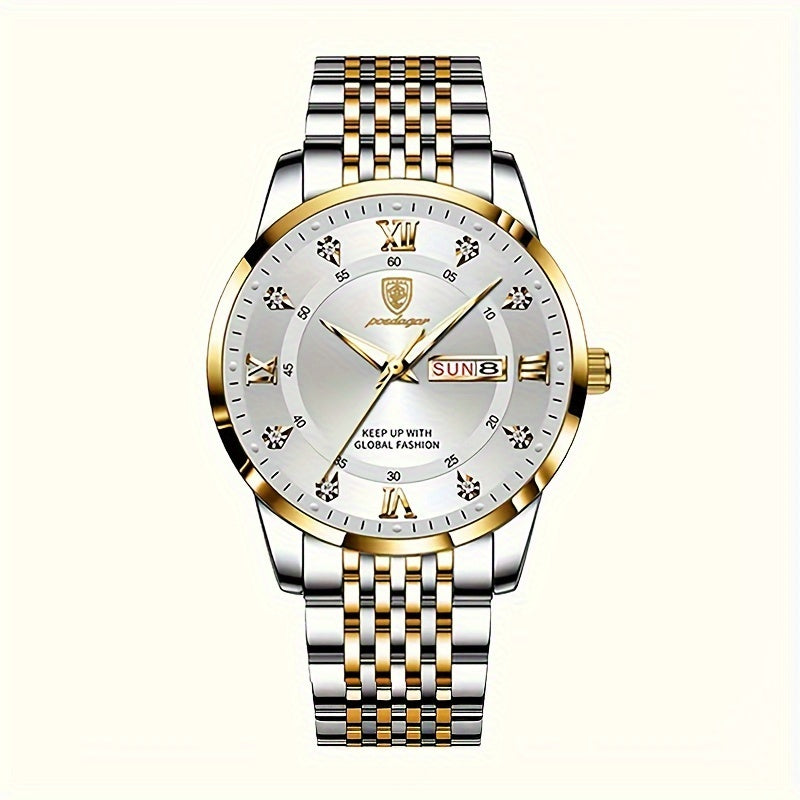 Women's Business Leisure Quartz Watch Luminous Fashion Date Dial Analog Steel Band Wrist Watch
