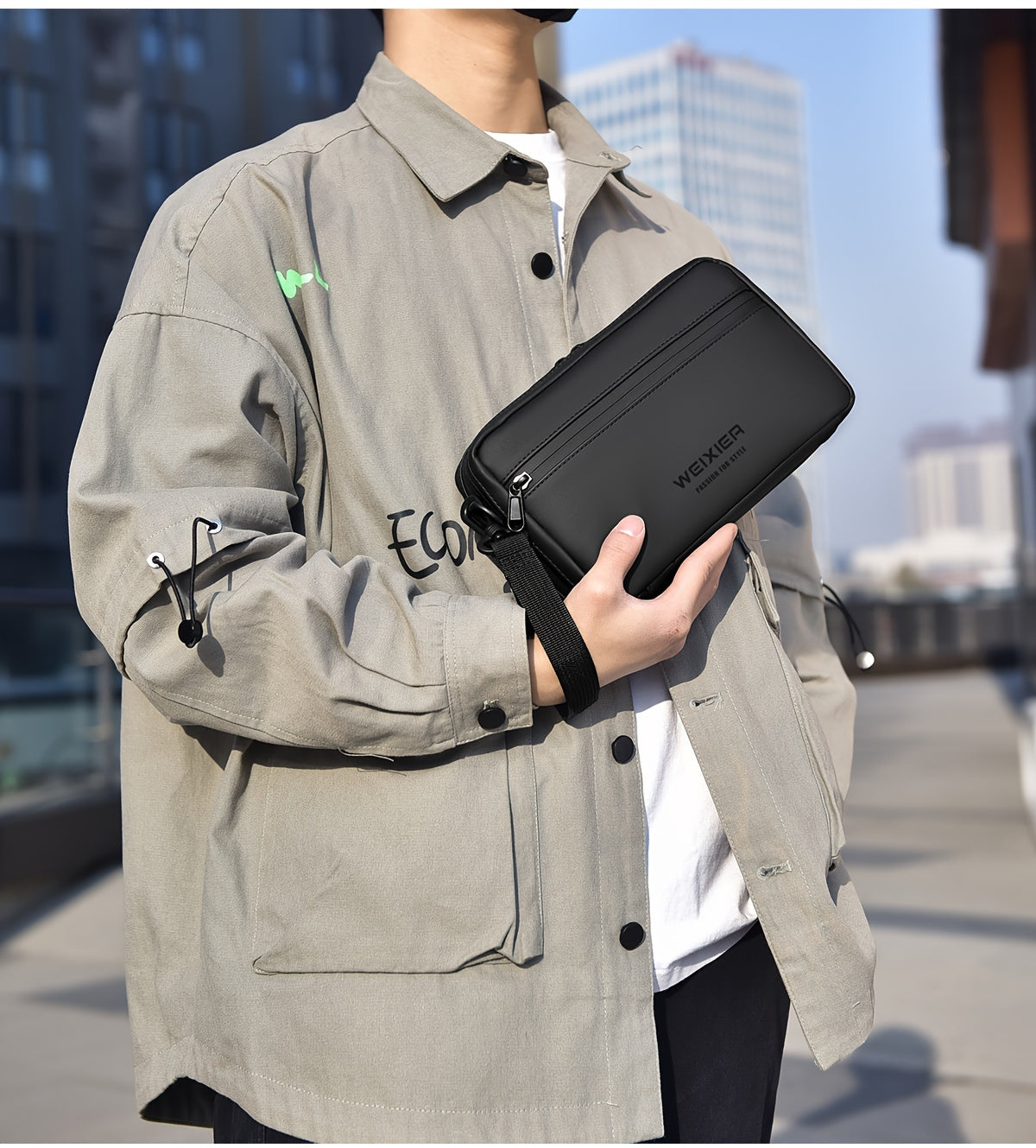WEIXIER Unisex Fashion Messenger Bag, Shoulder Satchel with Detachable Strap, Polyester Lined, Business Briefcase for Commuting & Outdoor, Ideal Gift for Husband Or Boyfriend