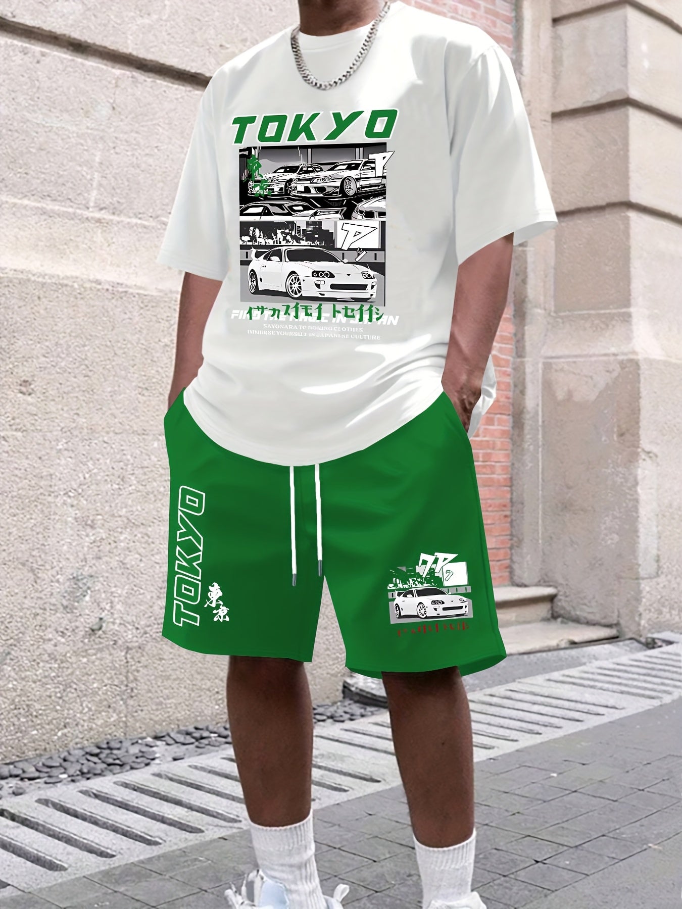 Men's suit short sleeve T-shirt and shorts