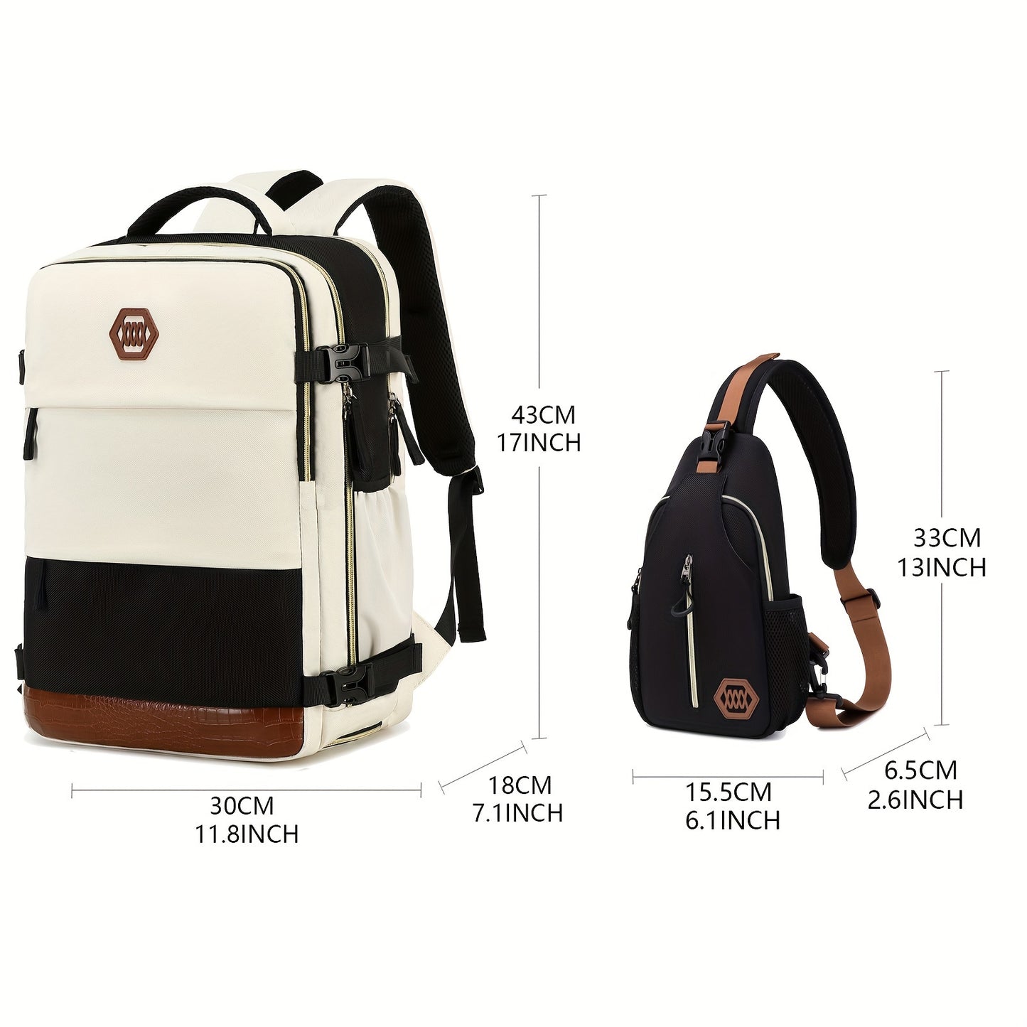Large Capacity Women'S Travel Backpack with Shoe Compartment, Flight Approved Carry-On, Business Laptop Bag, Polyester Lined, Adjustable Strap, Zipper Closure, Solid White, USB Powered
