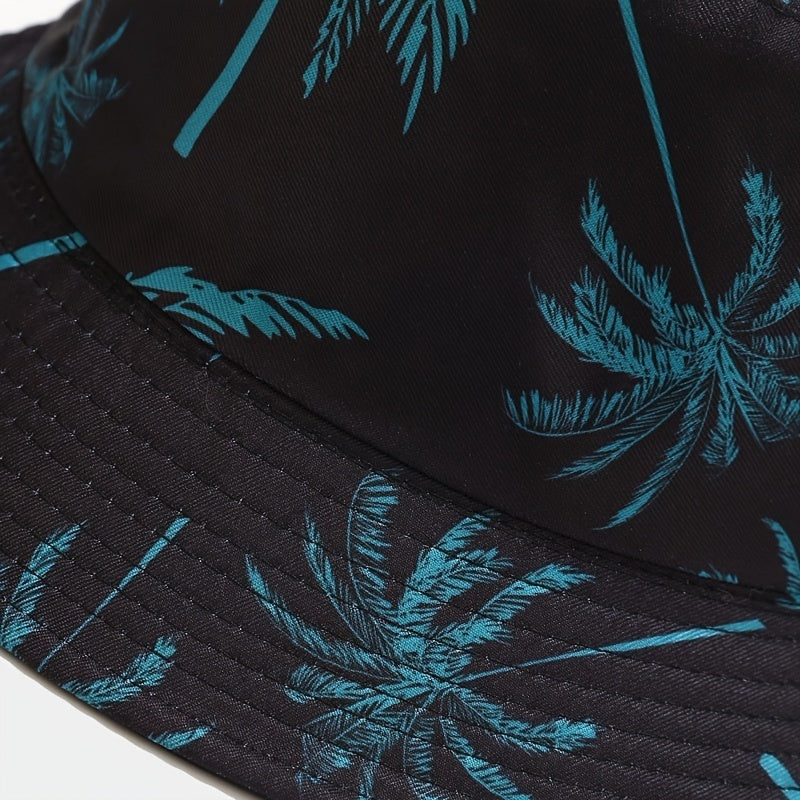 1pc Unisex Coconut Tree Print Bucket Hat - Bohemian Tropical Vacation Style, Breathable & Durable for Outdoor Beach, Casual Wear, Men & Women, Lightweight Headgear, Summer Accessory, Boho Chic, Comfortable Fit, Boho Fashion