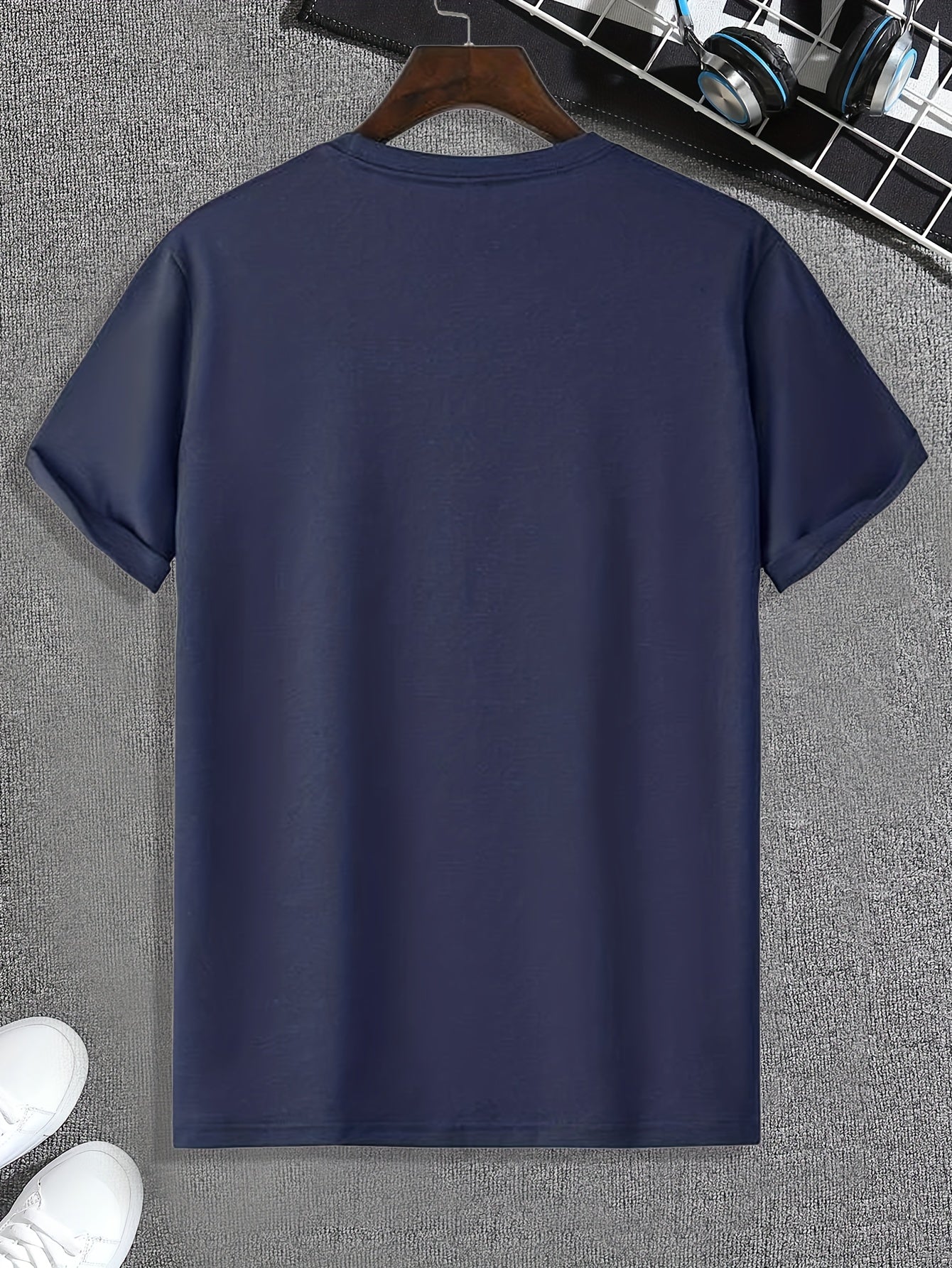 New Summer Round Collared Short Cuff T Dress for Men's Wear with Free Print
