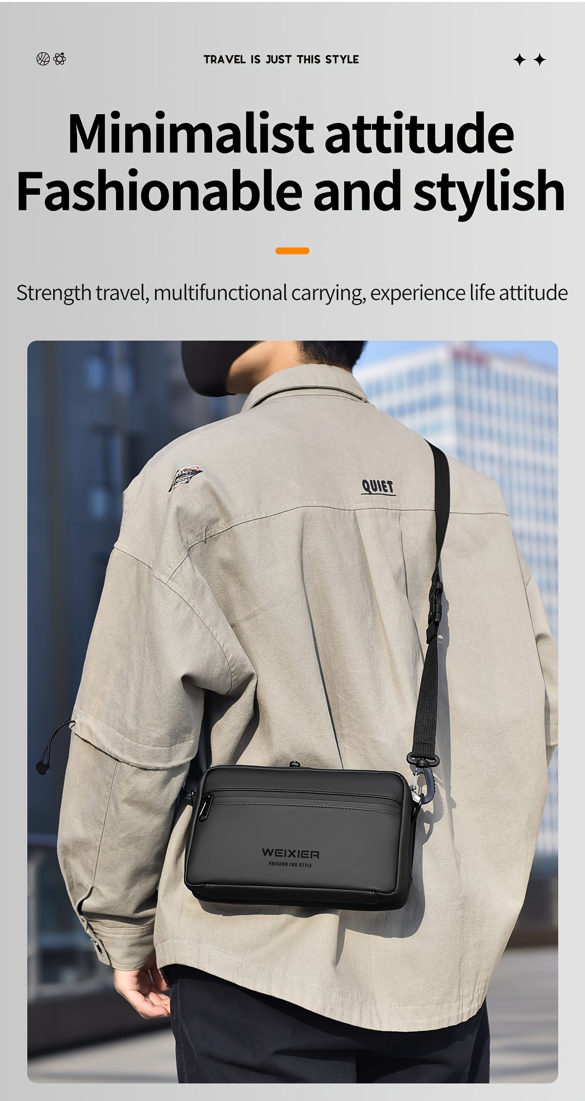 WEIXIER Unisex Fashion Messenger Bag, Shoulder Satchel with Detachable Strap, Polyester Lined, Business Briefcase for Commuting & Outdoor, Ideal Gift for Husband Or Boyfriend