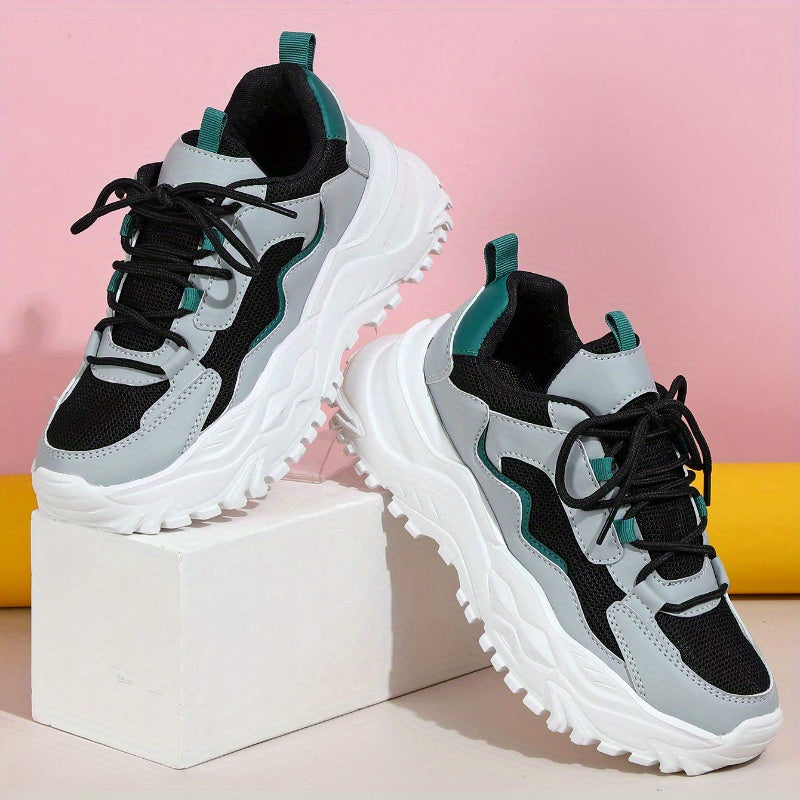 Women's Fashion Casual Sneakers, Trendy Versatile College Style, Low-Top Round-Toe Lace-Up, Breathable EVA Sole, Fabric Lining, All-Season Outdoor, Dating, Tennis, Beach, Work Shoes