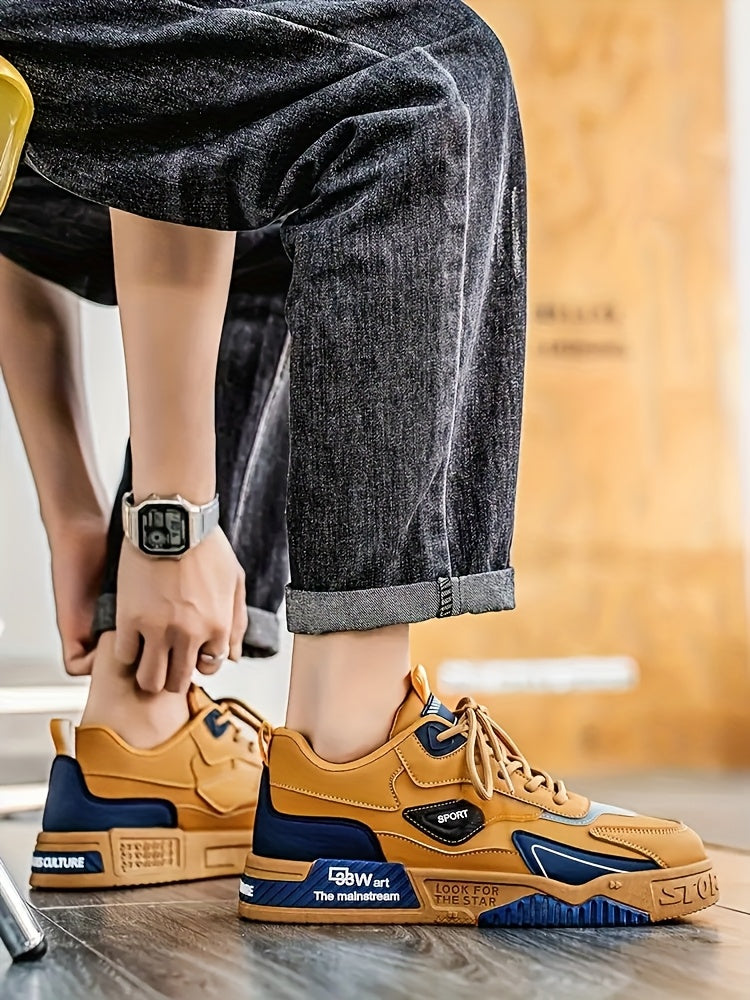 Men's Low-Top Skate Sneakers - Black with Teal Accents, PU Upper & PVC Sole, Slip-Resistant Comfortable Lace-Up Shoes for Urban Streetwear, Outdoor Sports, All-Season Casual Wear, Skate Shoes, Modern Street Style, Durable Fab