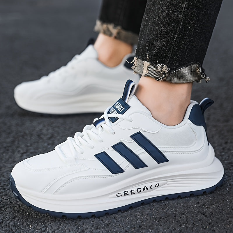 1 Pair of Men's Casual Sneakers, Comfortable Slip-Resistant, Black & Beige Low-Top Shoes for Casual Attire, Trendy Street Style with Fabric Lining and Durable PVC Sole
