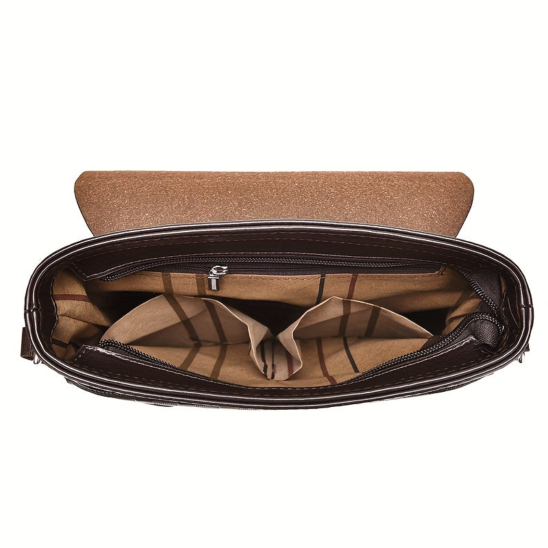 Men'S Stylish Casual Shoulder Crossbody Bag, Small Faux Leather Satchel.