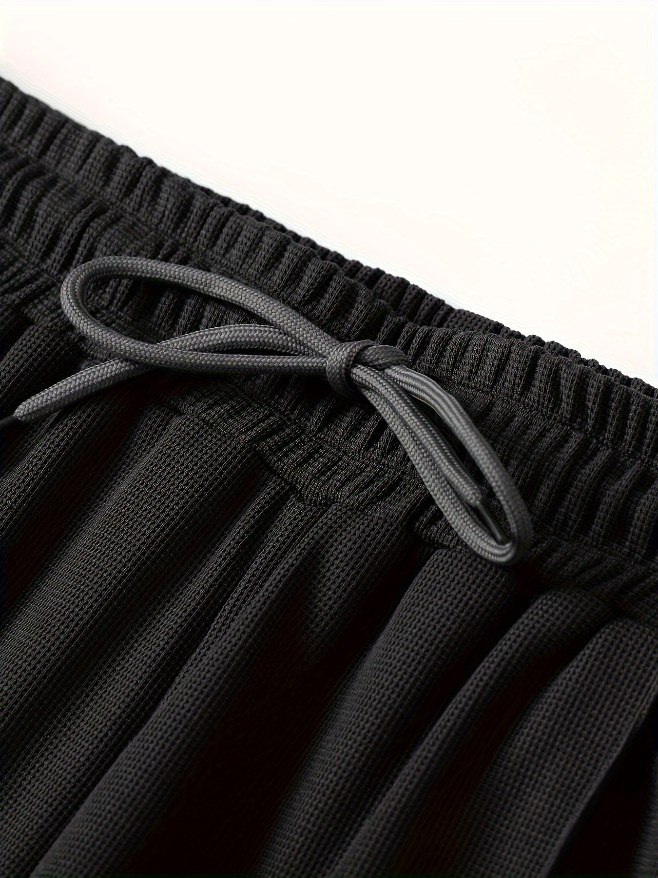 Men's Solid Waffle 2pcs Athletic Outfits, Zip-up Jacket & Pants co ord set for Outdoor Sports