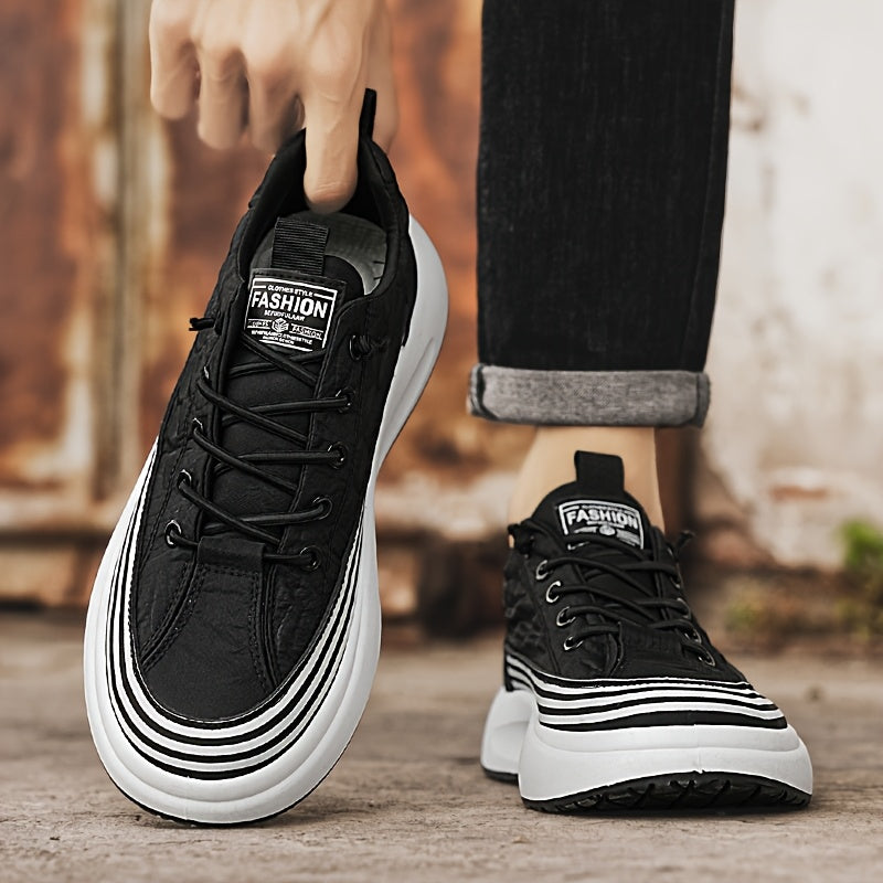 Men's Slip-On Casual Sneakers - Breathable Comfortable Low-Top Shoes with Elastic Panels, PU Upper & PVC Sole for Outdoor Hiking, Running, Daily Wear - All-Season Versatile Streetwear, Hiking Street Shoes, Modern Street Shoes