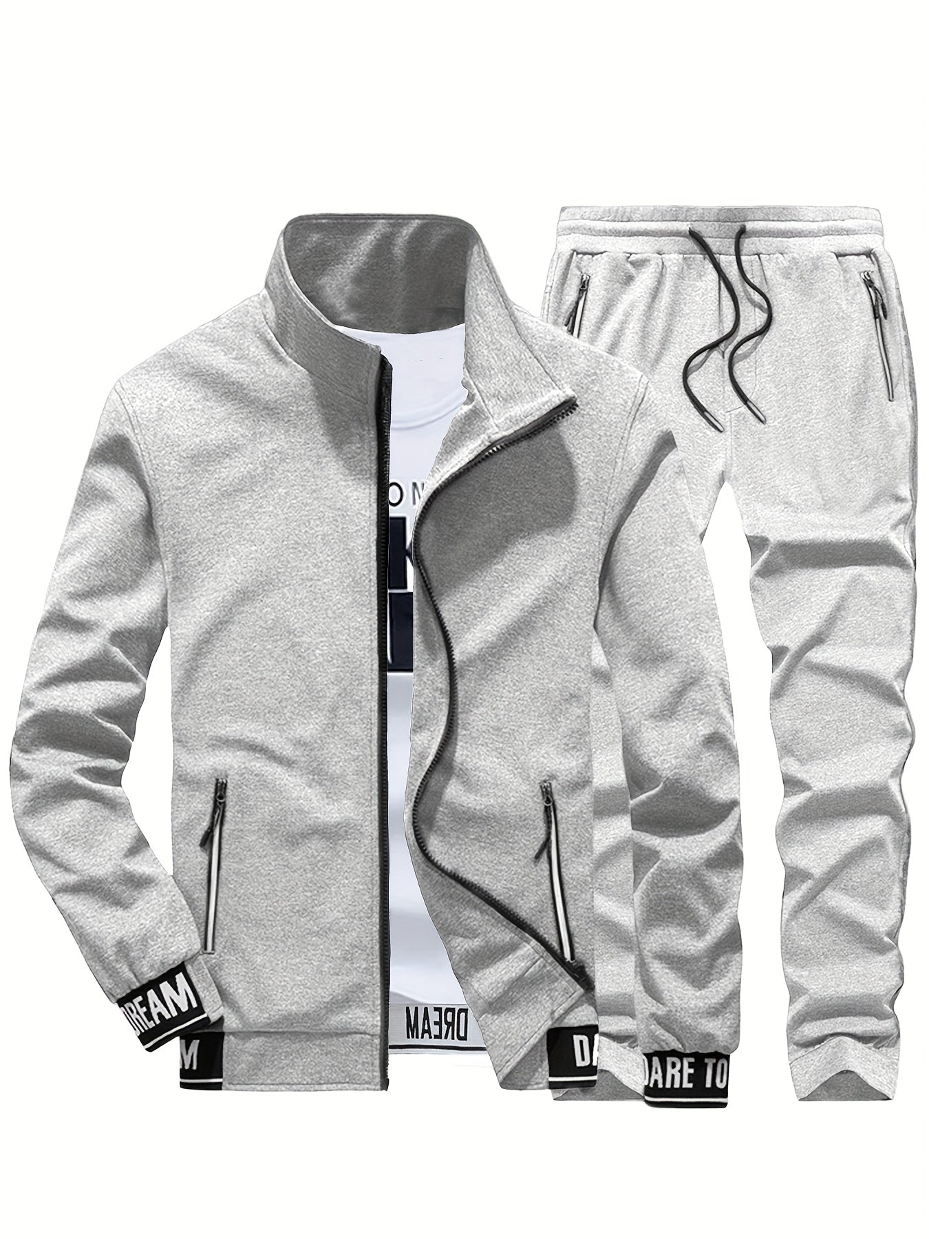 Spring and Autumn Men's Stand Collar Sports Casual Pants Suit