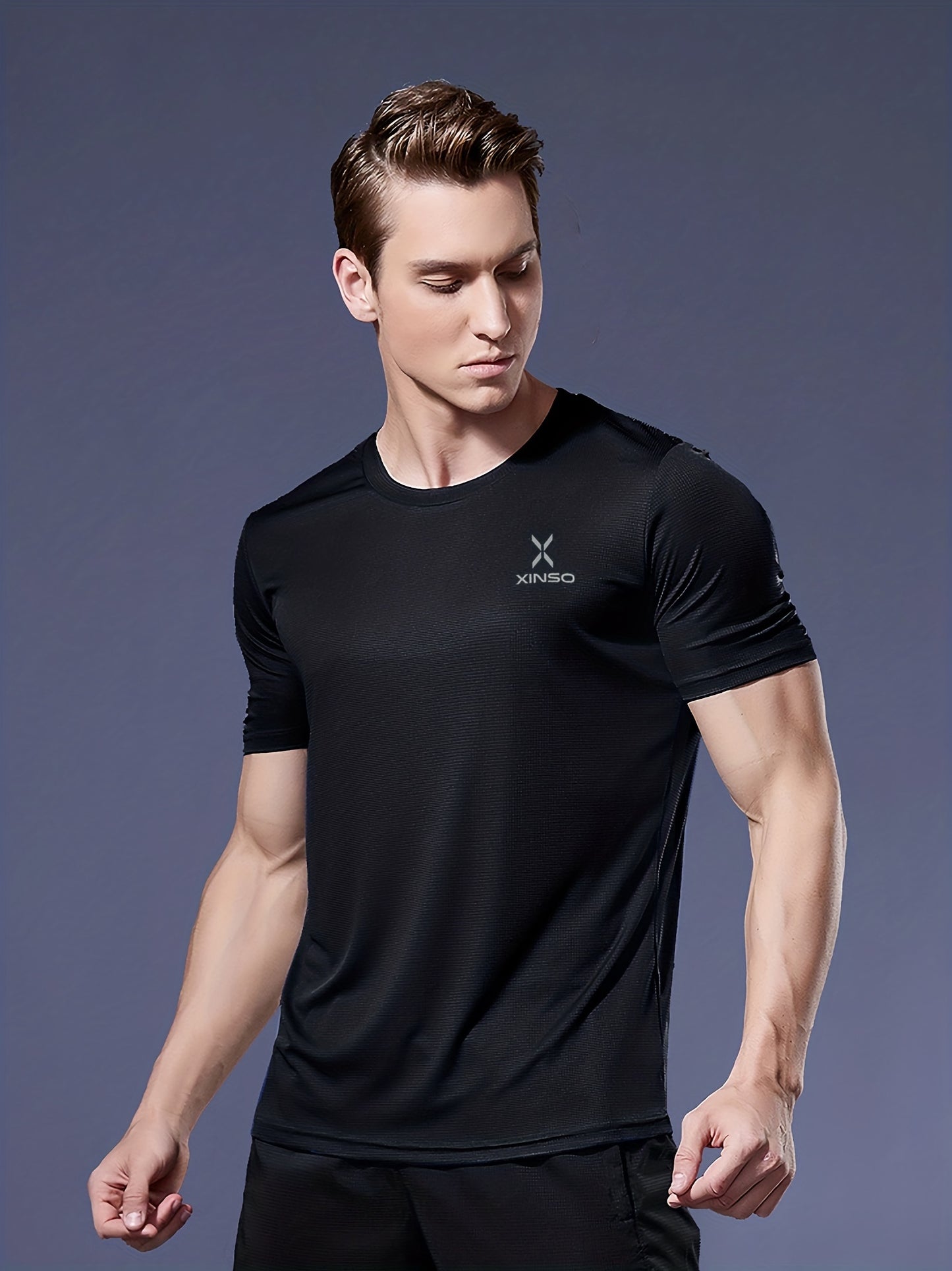 Men's Ultra-Thin T-Shirt with Round Neck, Lightweight and Breathable Performance Running Top for Gym Workouts