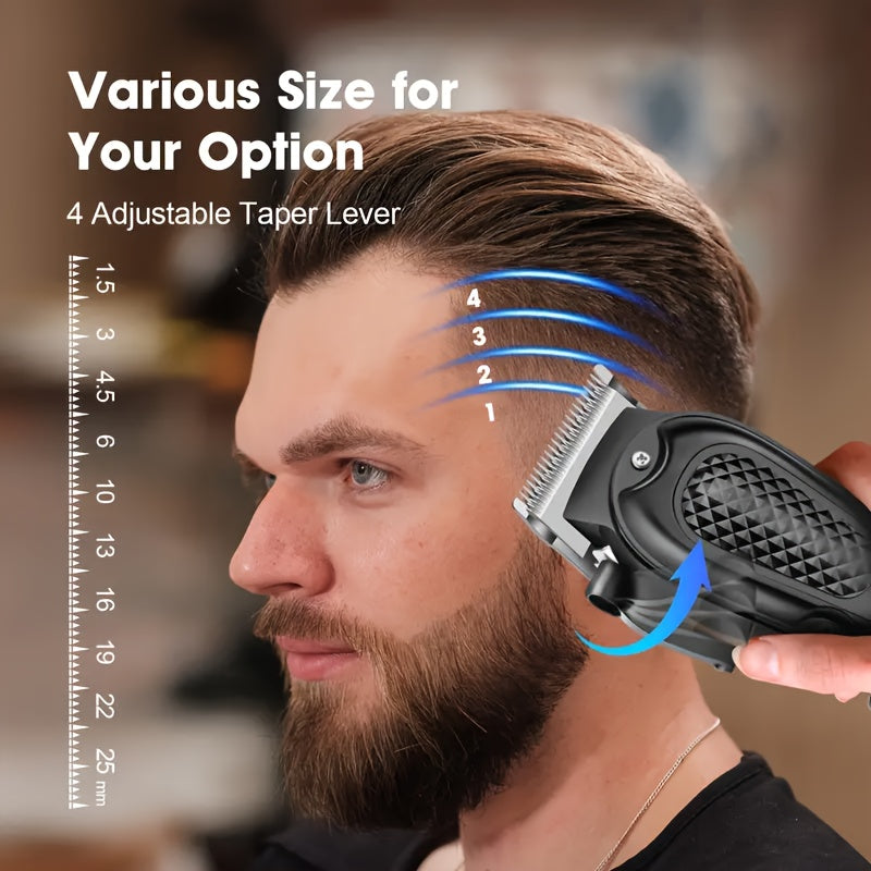 HIENA Men's Grooming Kit: Rechargeable Hair Clipper, Beard Trimmer & Nose Hair Set with LCD Display - USB Charging, 1500mAh Battery, Includes Combs - Ideal Father's Day Gift